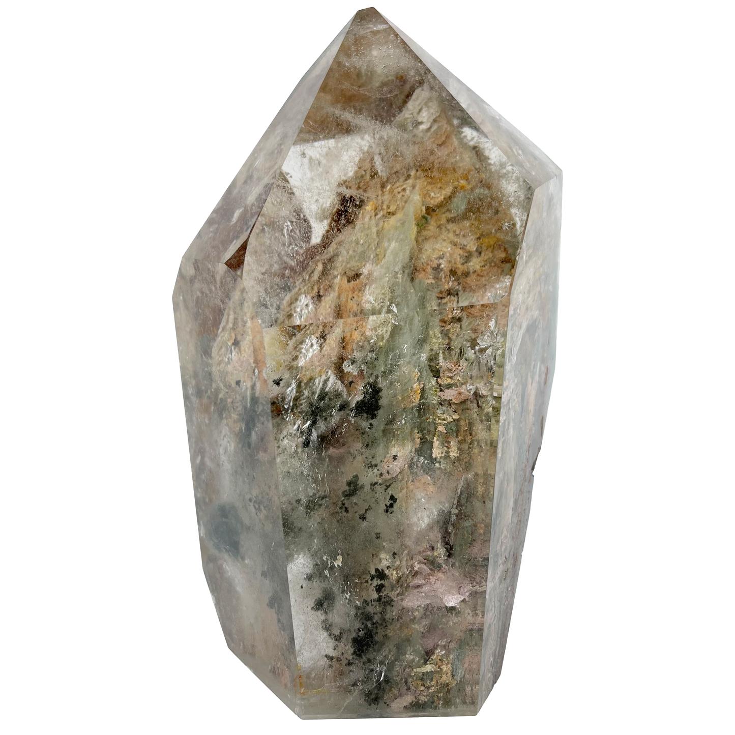 Mountain Gardenqaurtz Tower Crystal Phantom/Lodalite Quartz Healing Hand Carved Tower/Point