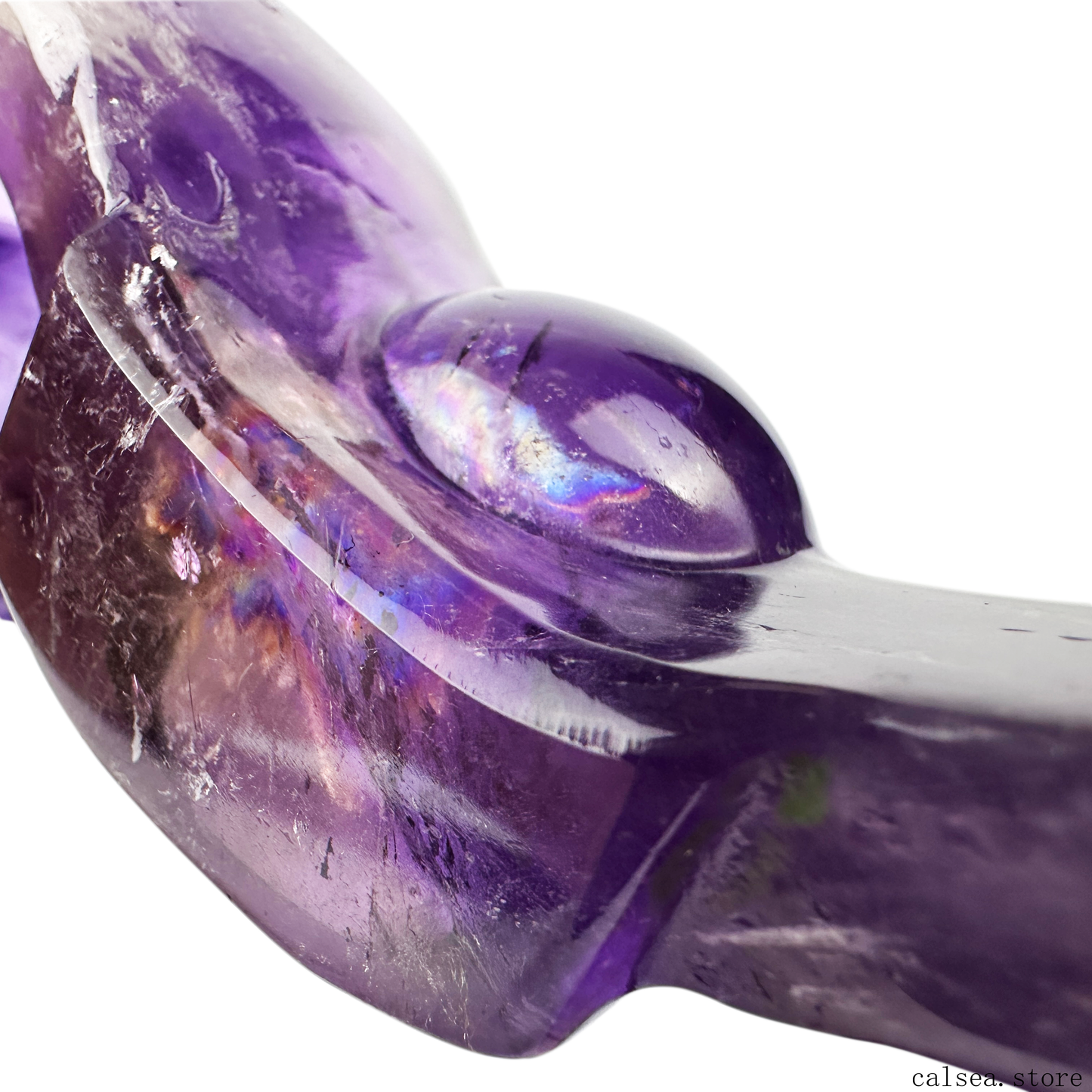 STUNNING Dark Amethyst RuYi Sculpture Crystal Healing Hand Carved