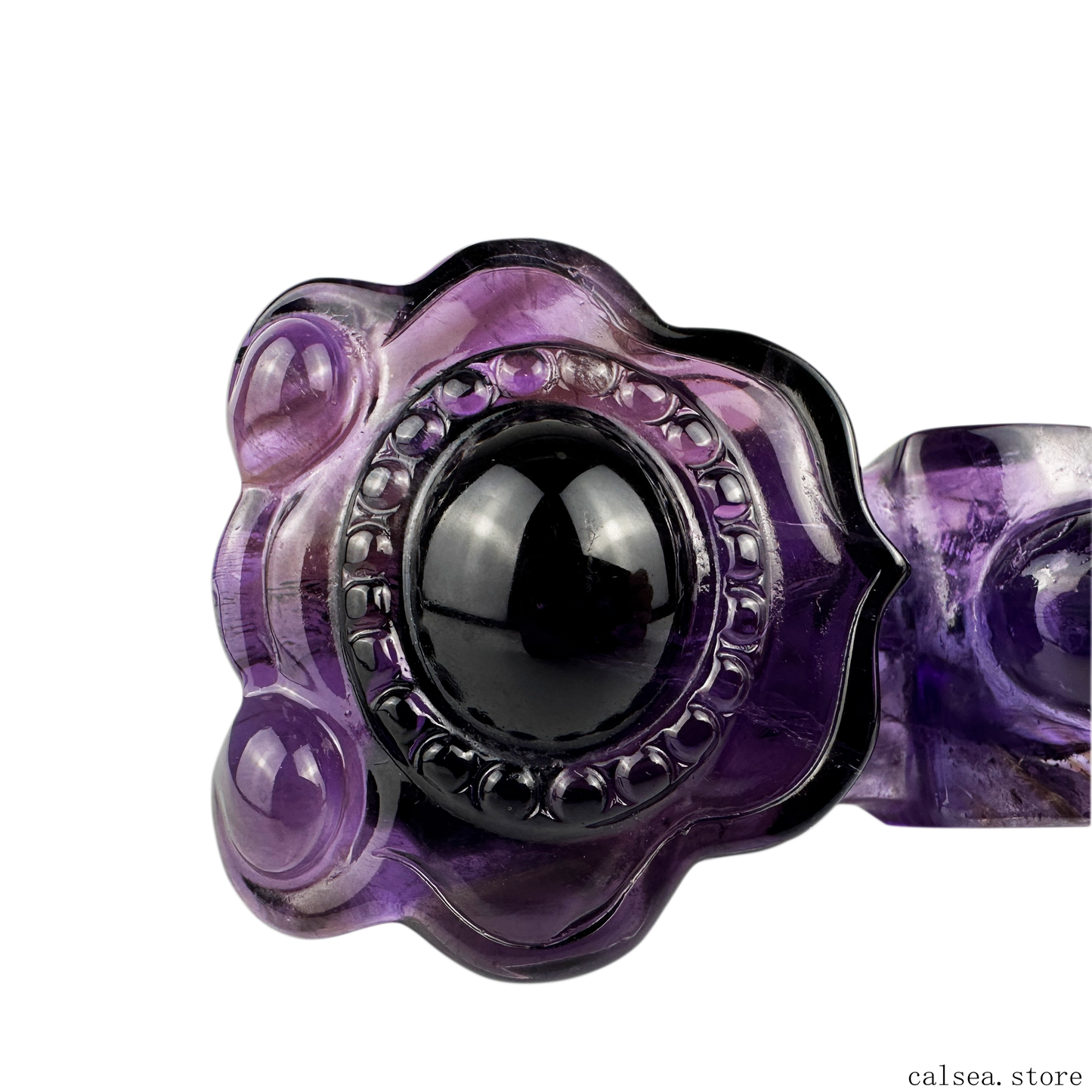 STUNNING Dark Amethyst RuYi Sculpture Crystal Healing Hand Carved