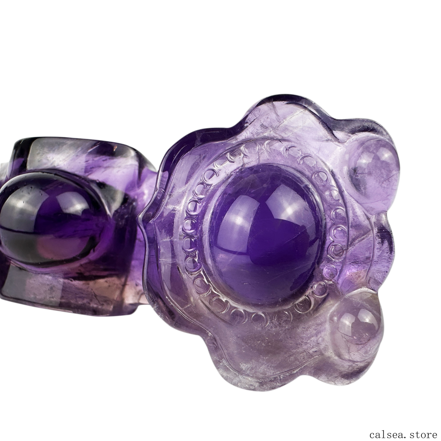 STUNNING Dark Amethyst RuYi Sculpture Crystal Healing Hand Carved