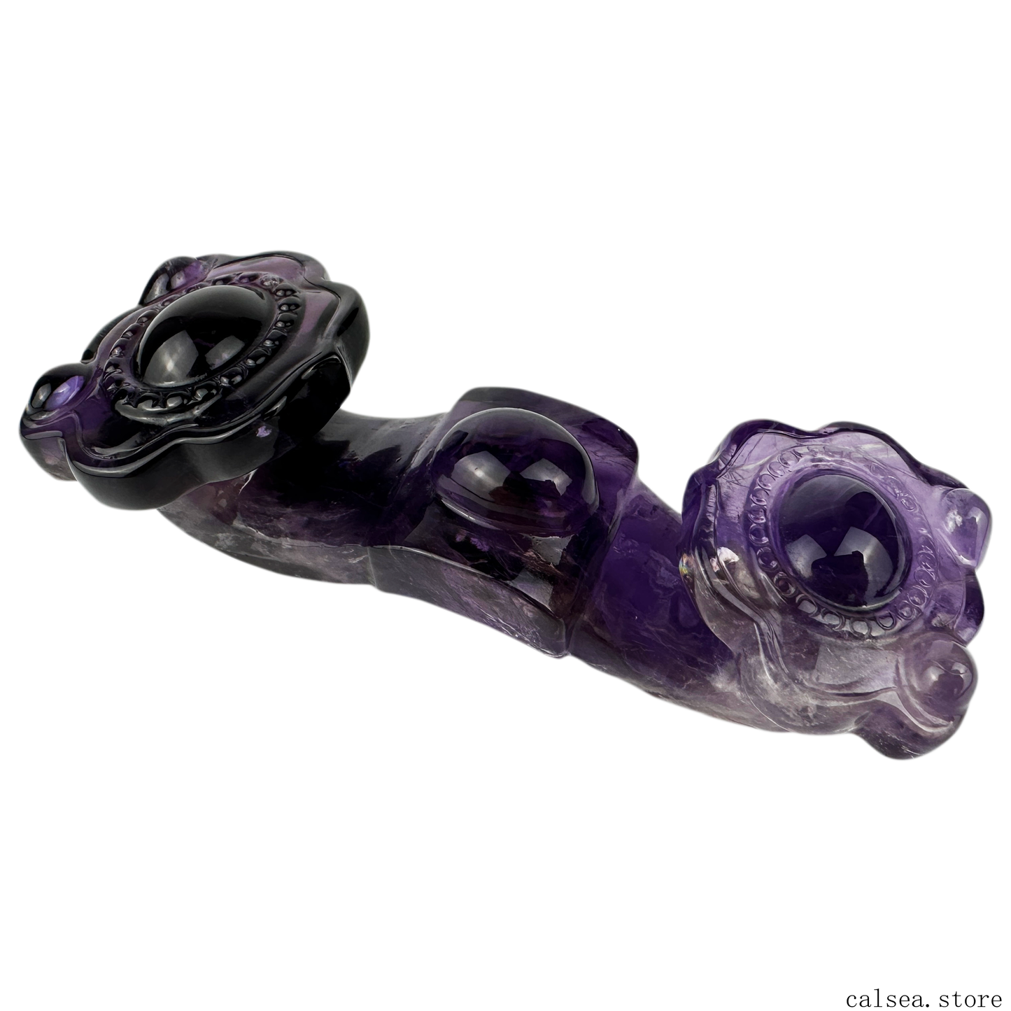 STUNNING Dark Amethyst RuYi Sculpture Crystal Healing Hand Carved