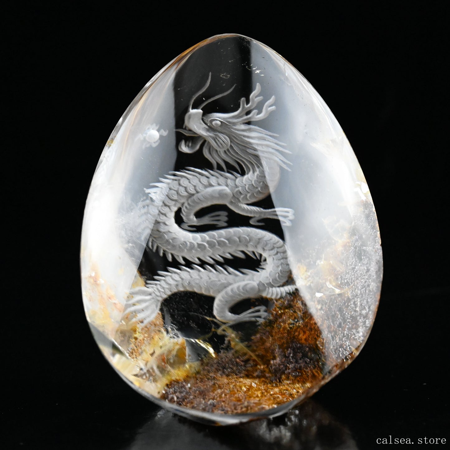 Awesome Colorful Gardenquartz Dragon Sculpture Crystal Healing Hand Carved