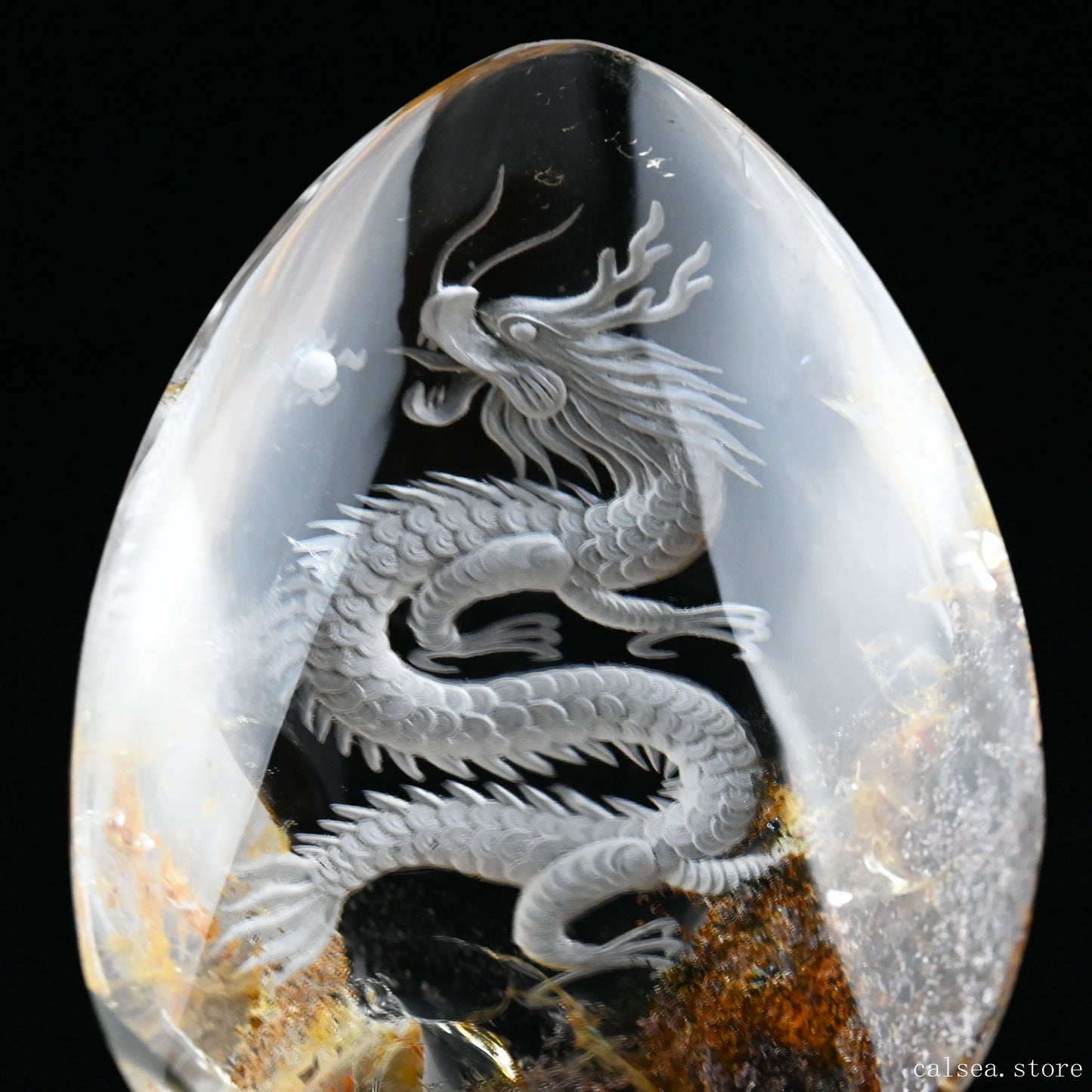 Awesome Colorful Gardenquartz Dragon Sculpture Crystal Healing Hand Carved