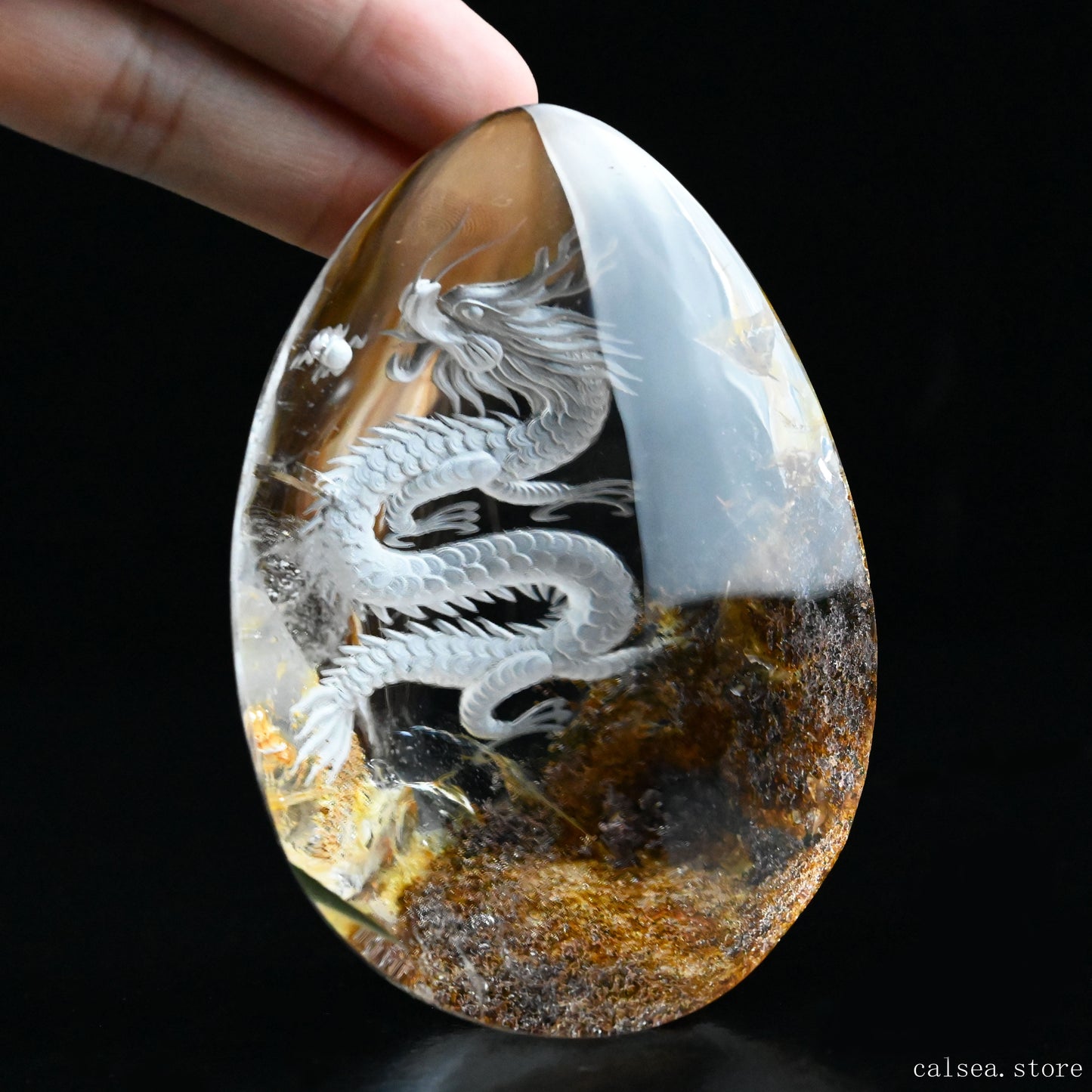 Awesome Colorful Gardenquartz Dragon Sculpture Crystal Healing Hand Carved