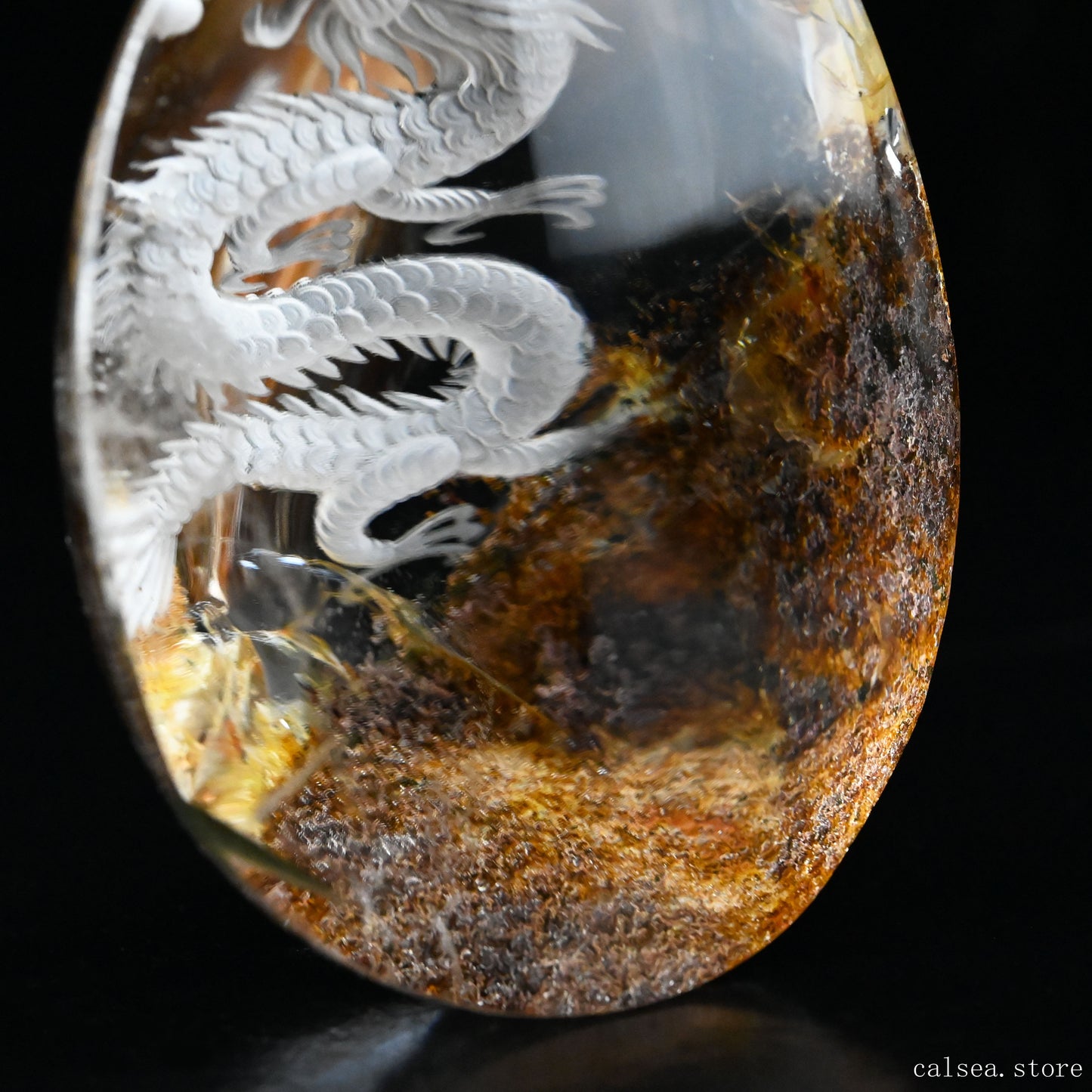 Awesome Colorful Gardenquartz Dragon Sculpture Crystal Healing Hand Carved
