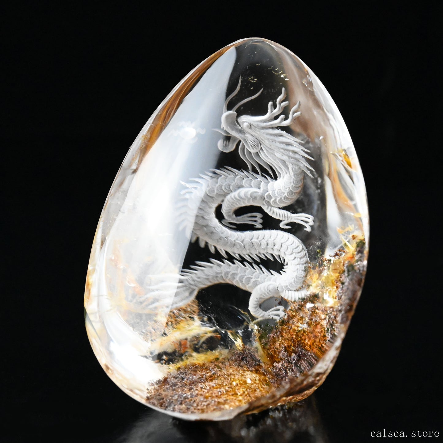 Awesome Colorful Gardenquartz Dragon Sculpture Crystal Healing Hand Carved