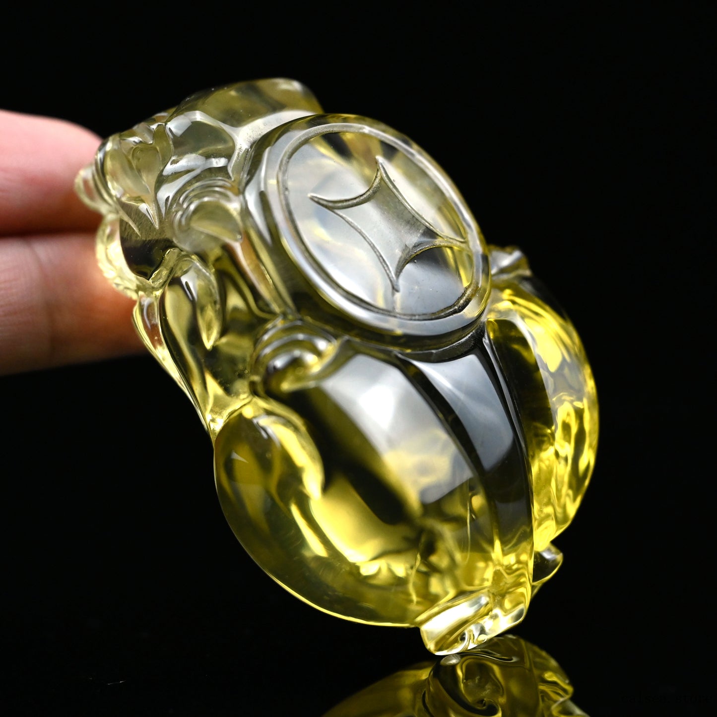 Brazil Citrine Pixiu Sculpture Crystal Healing Hand Carved