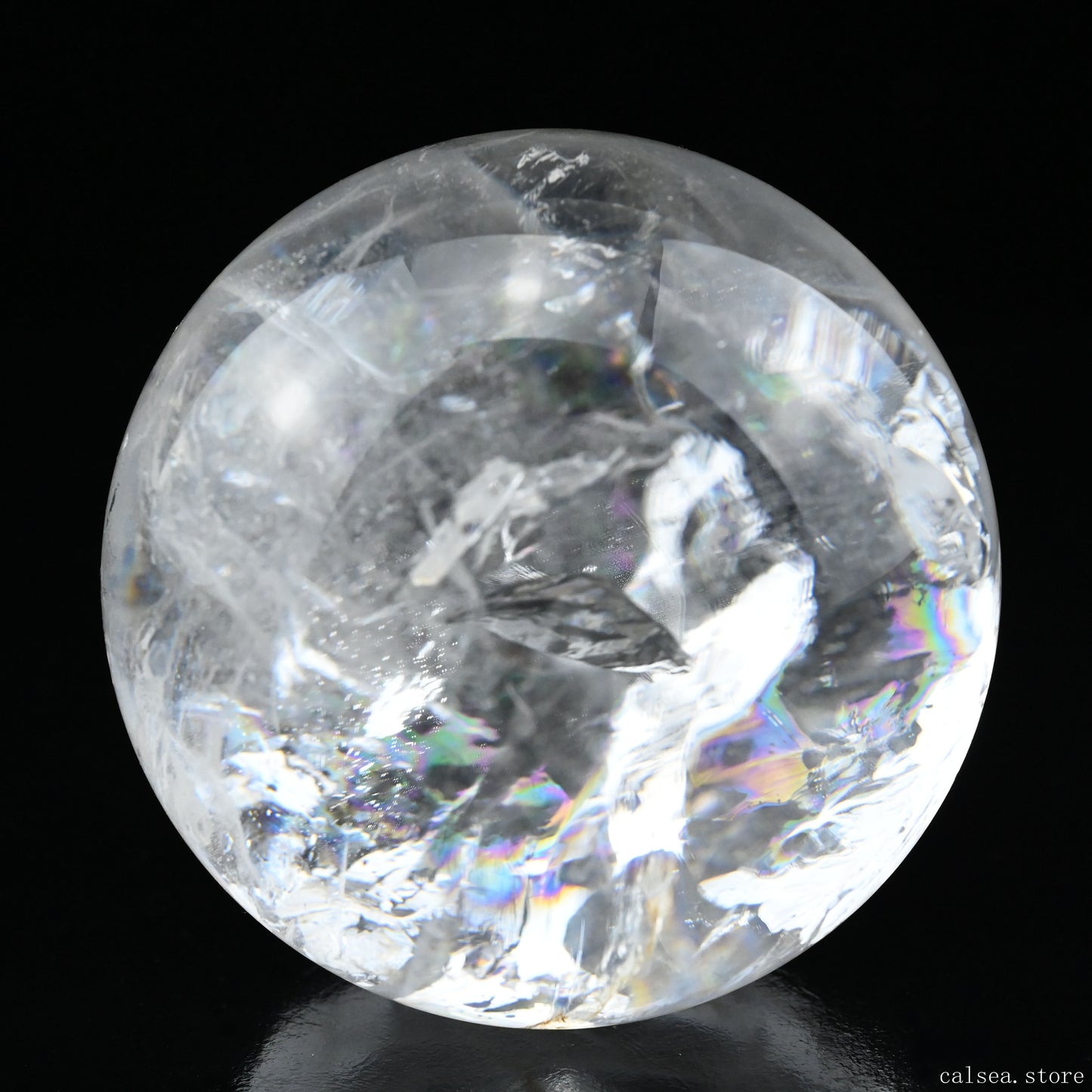 3.77'' Stunning Rainbow Clearquartz Sphere Crystal Healing Hand Carved Sphere/Ball