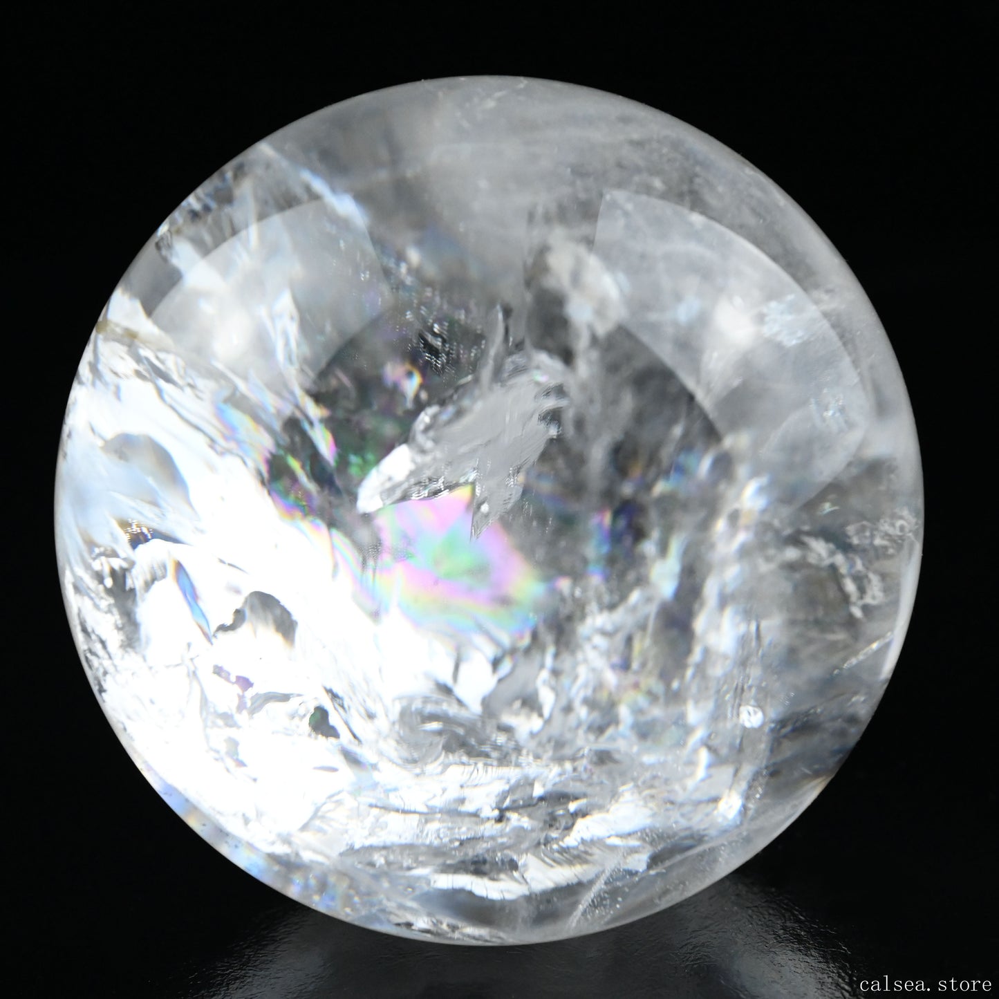 3.77'' Stunning Rainbow Clearquartz Sphere Crystal Healing Hand Carved Sphere/Ball