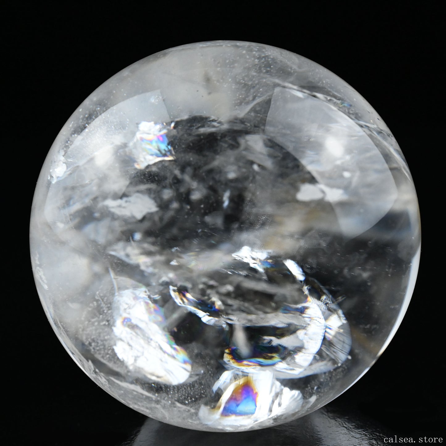 3.77'' Stunning Rainbow Clearquartz Sphere Crystal Healing Hand Carved Sphere/Ball