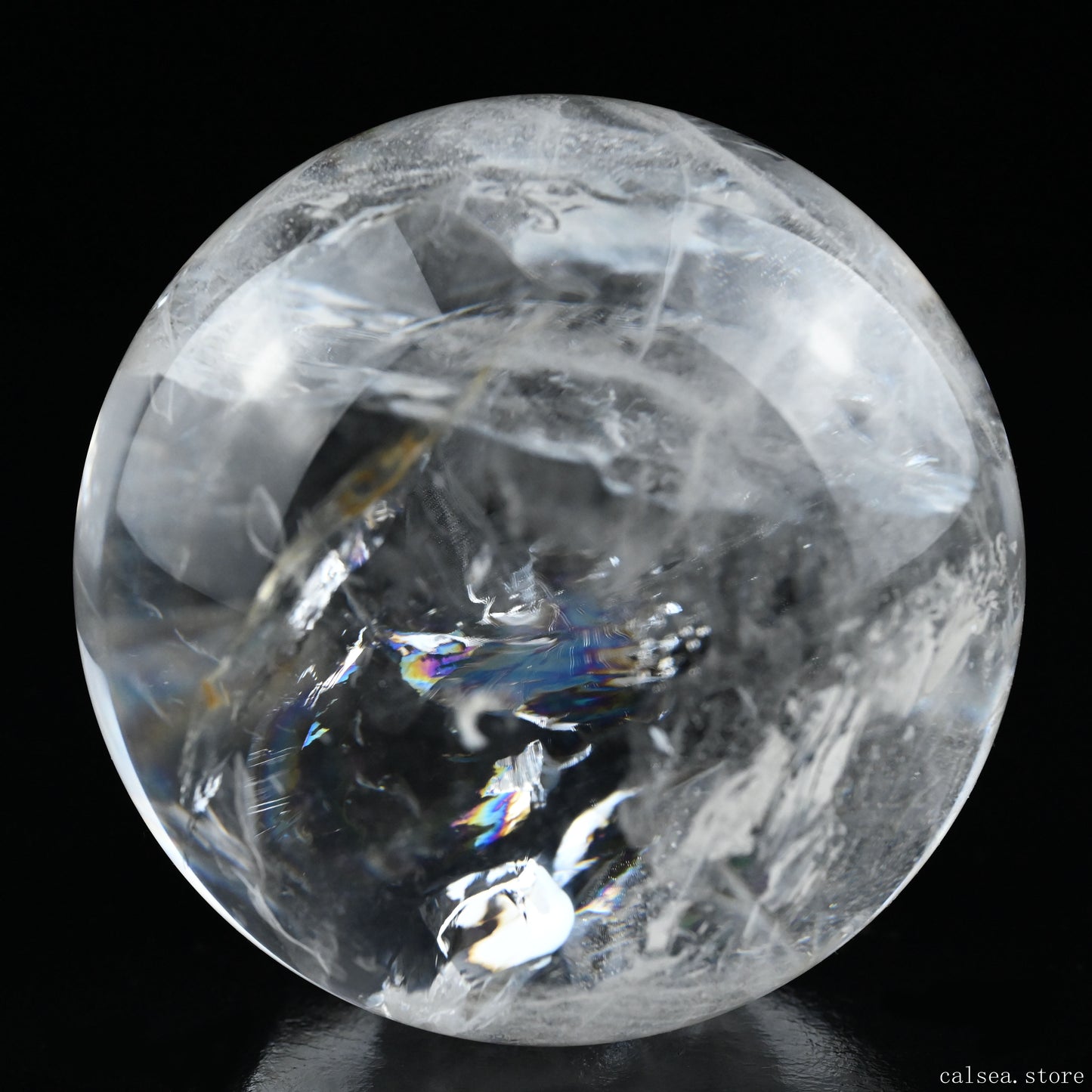 3.77'' Stunning Rainbow Clearquartz Sphere Crystal Healing Hand Carved Sphere/Ball