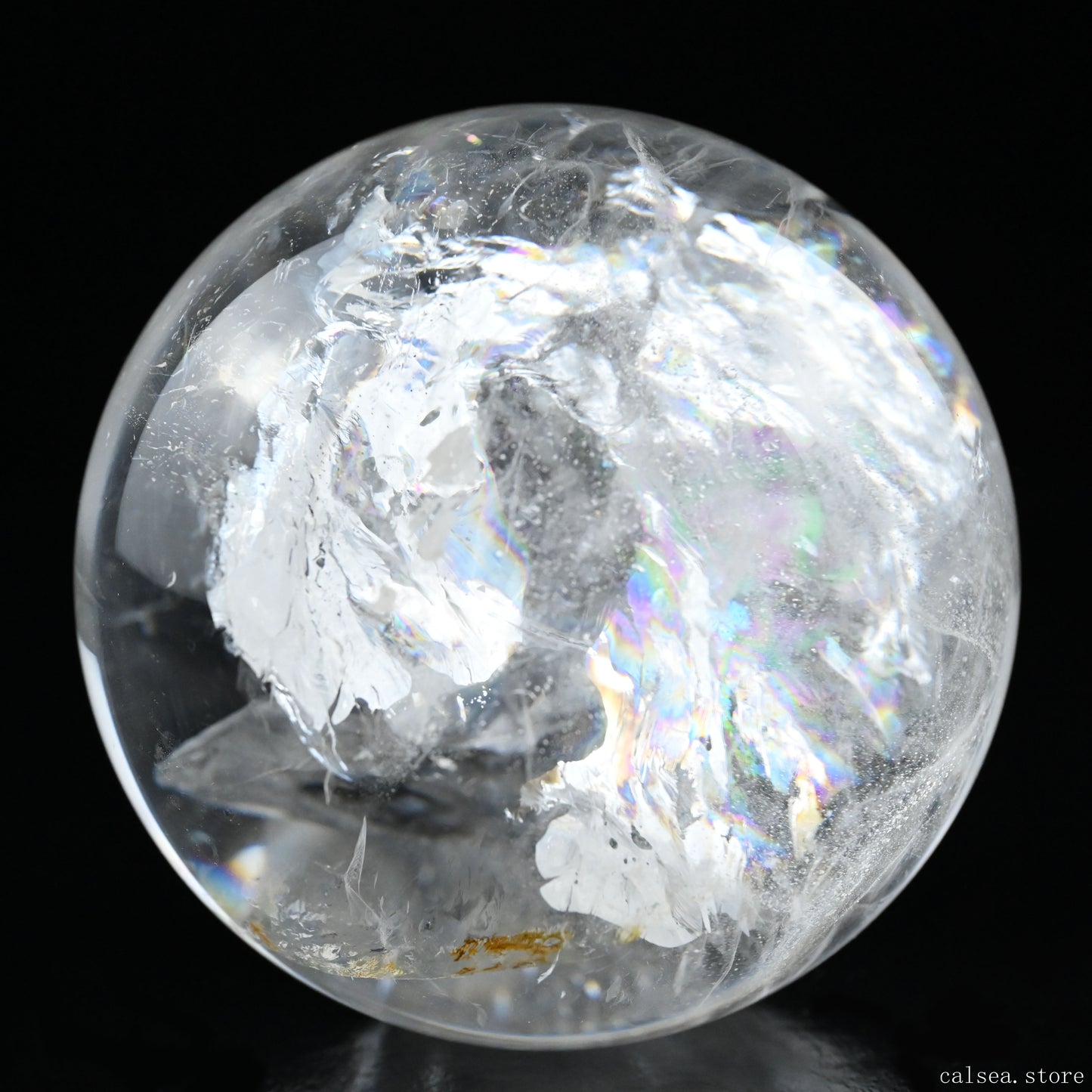 3.77'' Stunning Rainbow Clearquartz Sphere Crystal Healing Hand Carved Sphere/Ball
