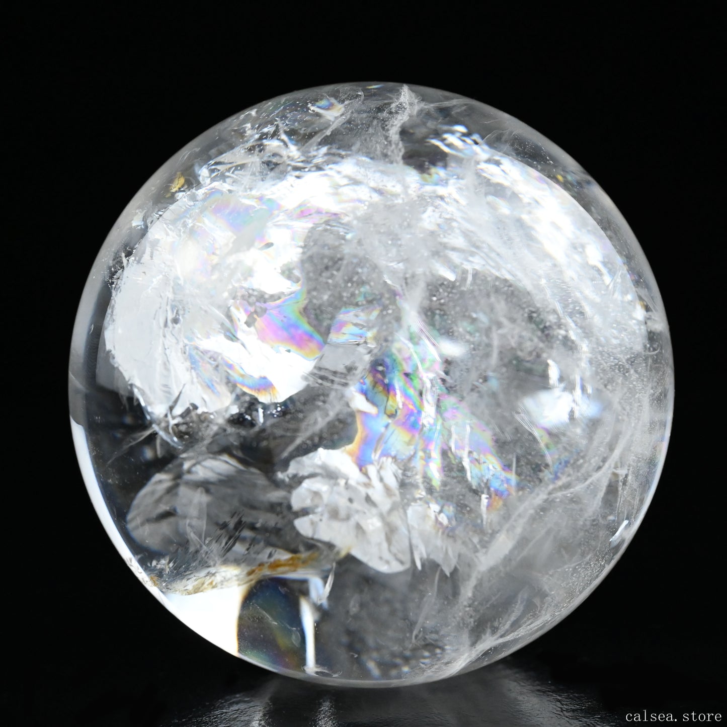 3.77'' Stunning Rainbow Clearquartz Sphere Crystal Healing Hand Carved Sphere/Ball
