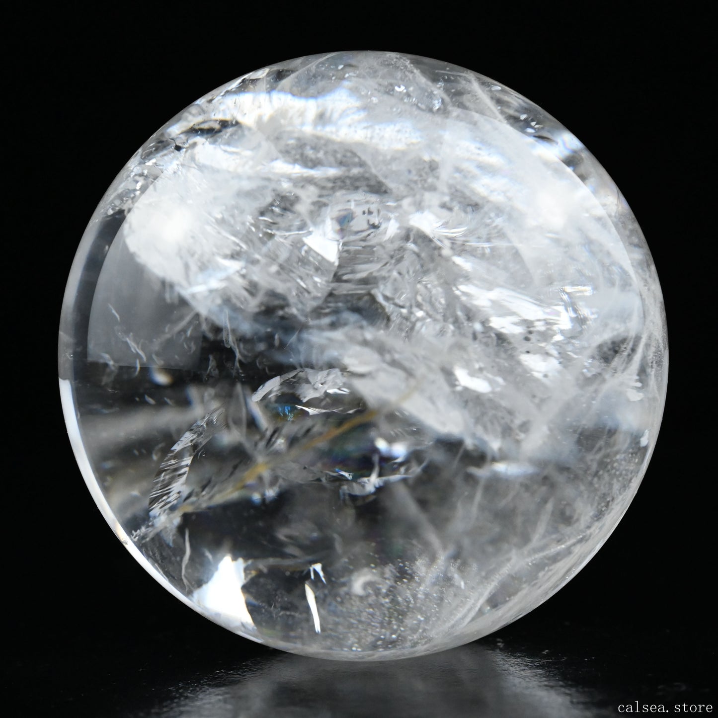 3.77'' Stunning Rainbow Clearquartz Sphere Crystal Healing Hand Carved Sphere/Ball