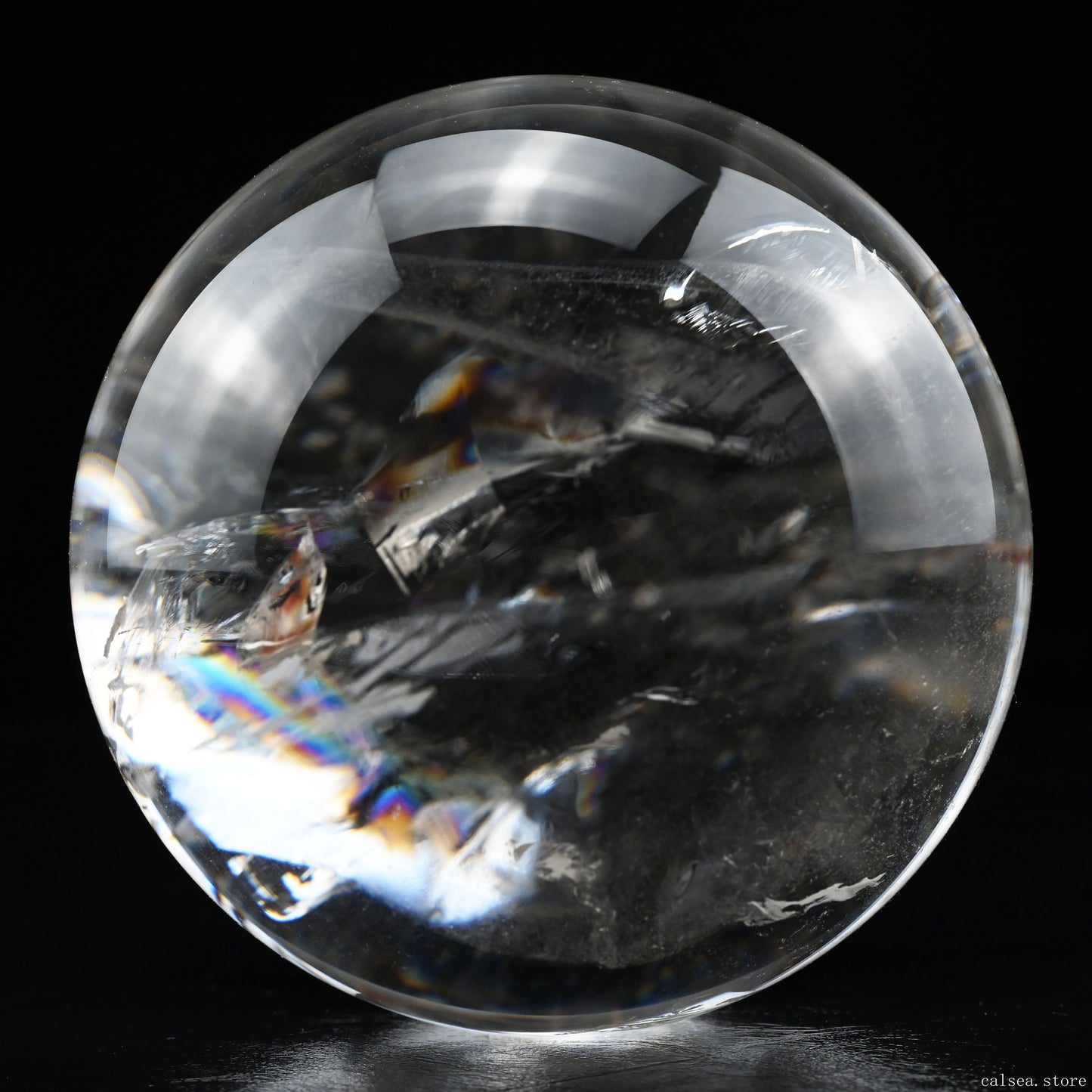 4.25'' Stunning Rainbow Clearquartz Sphere Crystal Healing Hand Carved Sphere/Ball