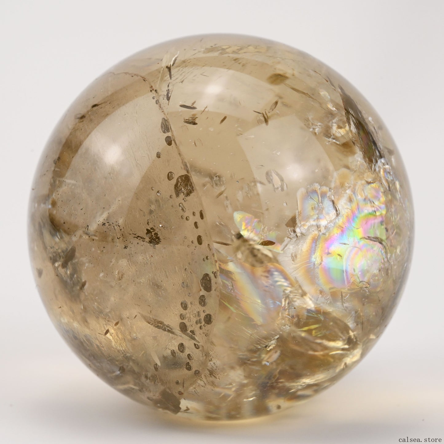 2.66'' Stunning Rainbow Citrine Sphere Crystal Healing Hand Carved Sphere/Ball
