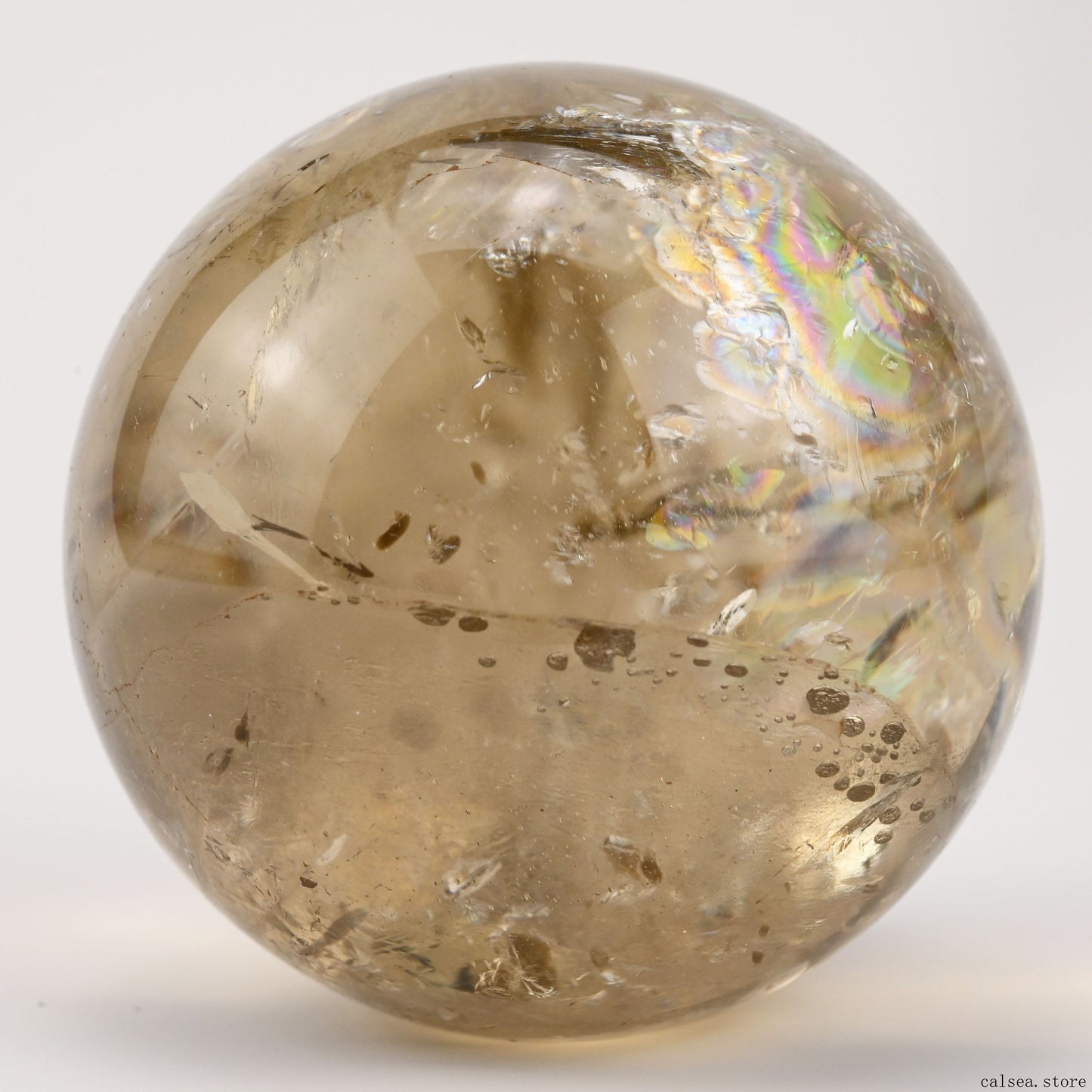 2.66'' Stunning Rainbow Citrine Sphere Crystal Healing Hand Carved Sphere/Ball
