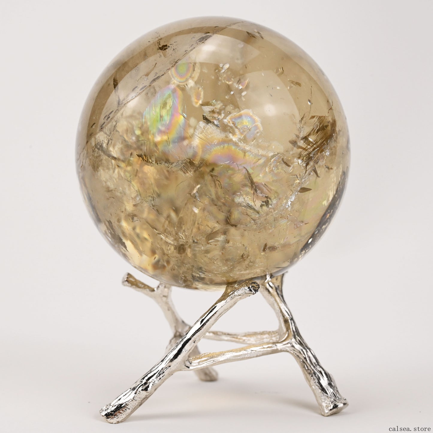 2.66'' Stunning Rainbow Citrine Sphere Crystal Healing Hand Carved Sphere/Ball