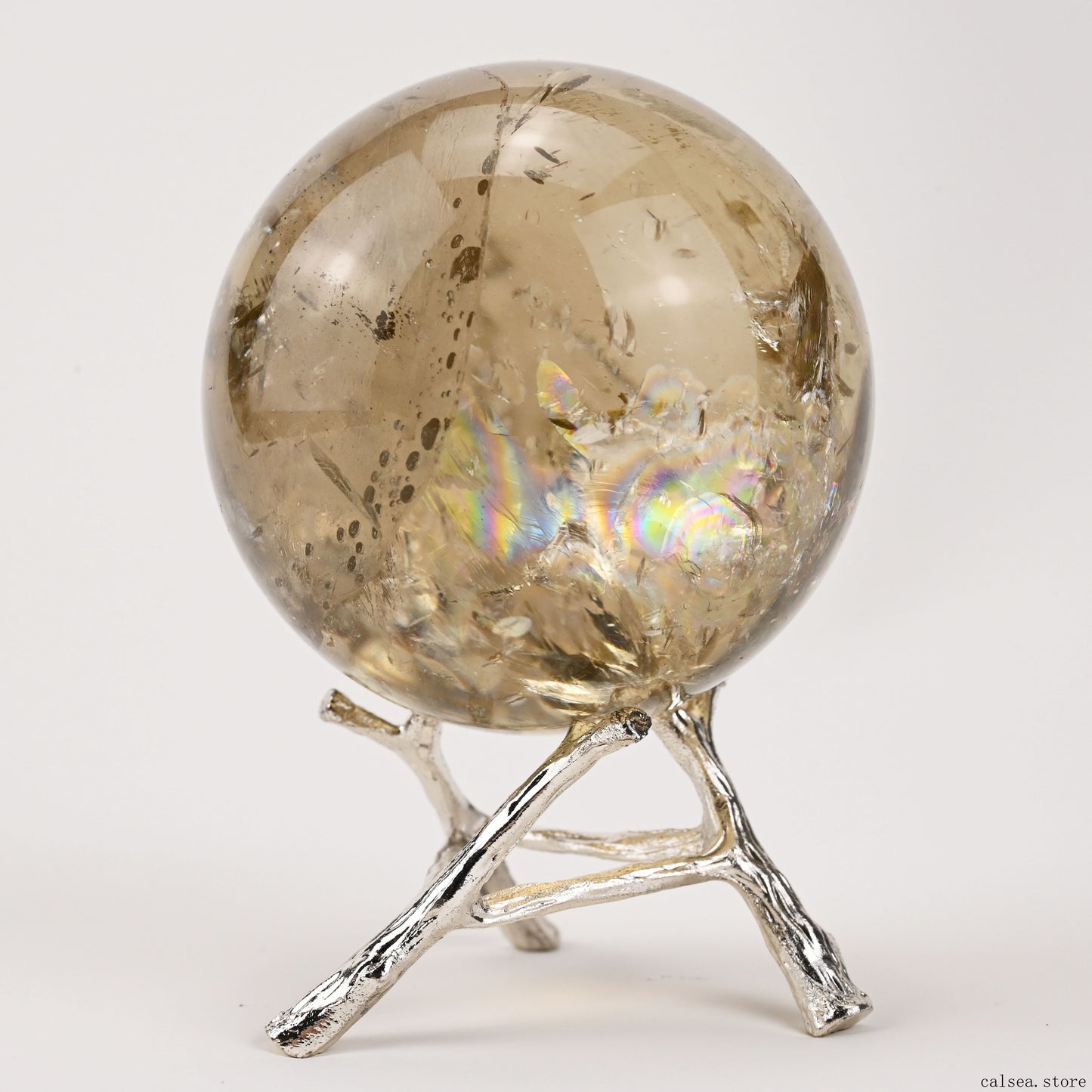 2.66'' Stunning Rainbow Citrine Sphere Crystal Healing Hand Carved Sphere/Ball