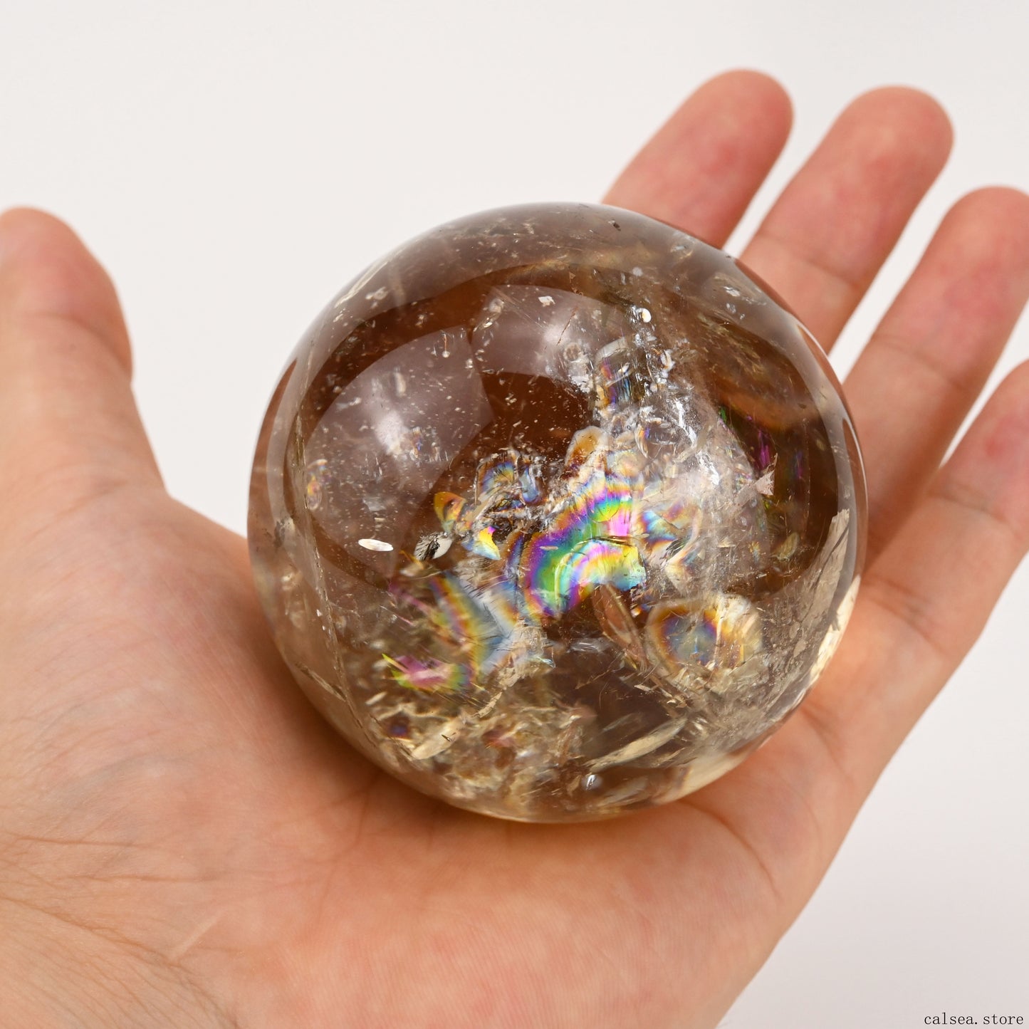 2.66'' Stunning Rainbow Citrine Sphere Crystal Healing Hand Carved Sphere/Ball