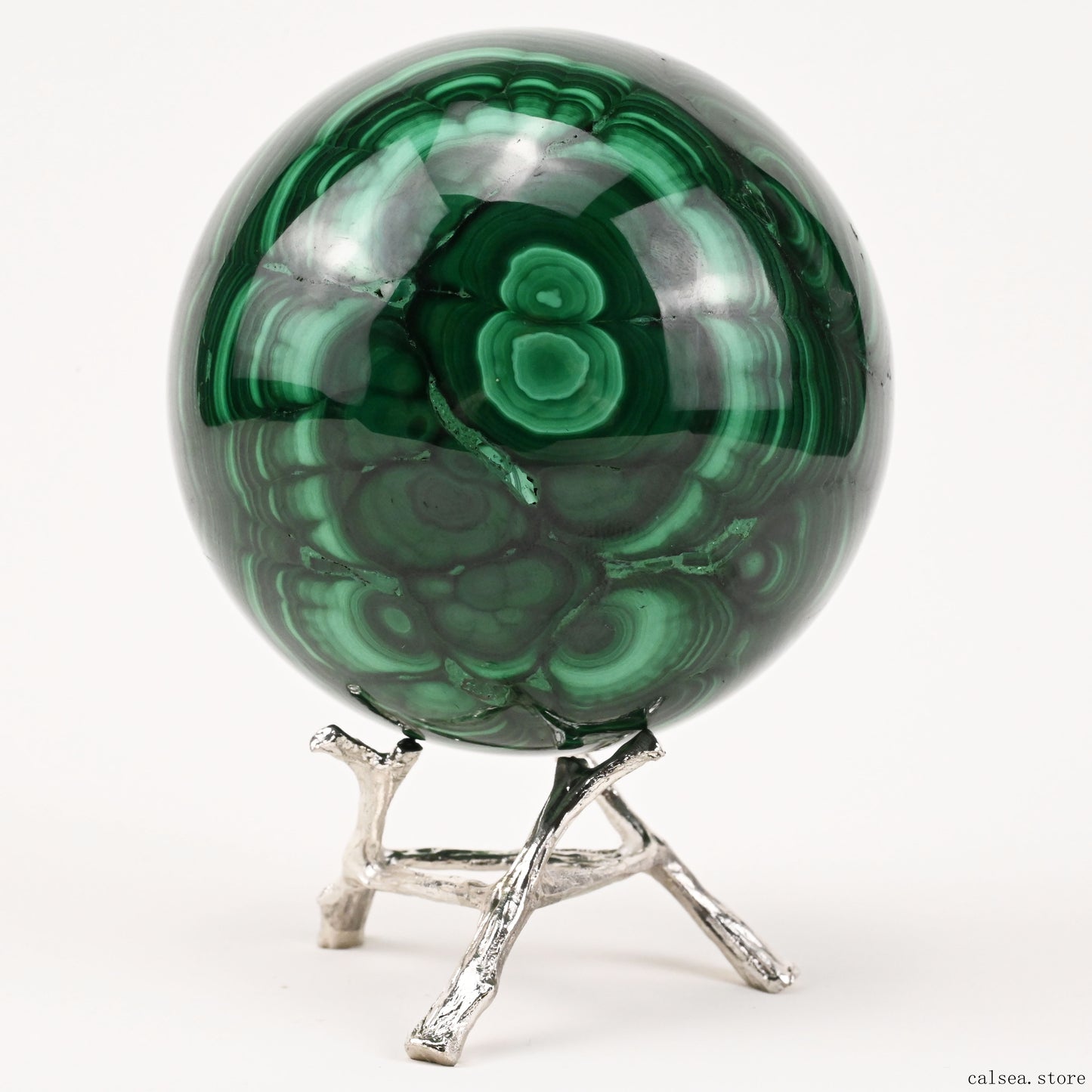 3.29'' Gemstone Malachite Sphere Crystal Healing Hand Carved Sphere/Ball