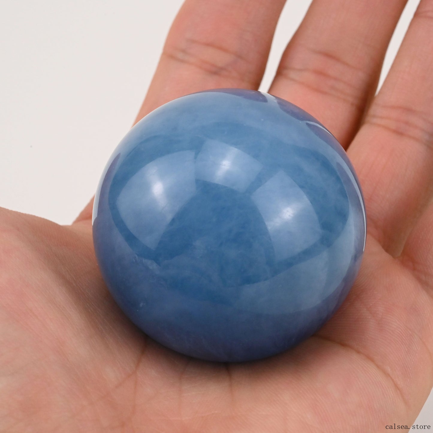1.83'' Gemstone Aquamarine Sphere Crystal Healing Hand Carved Sphere/Ball