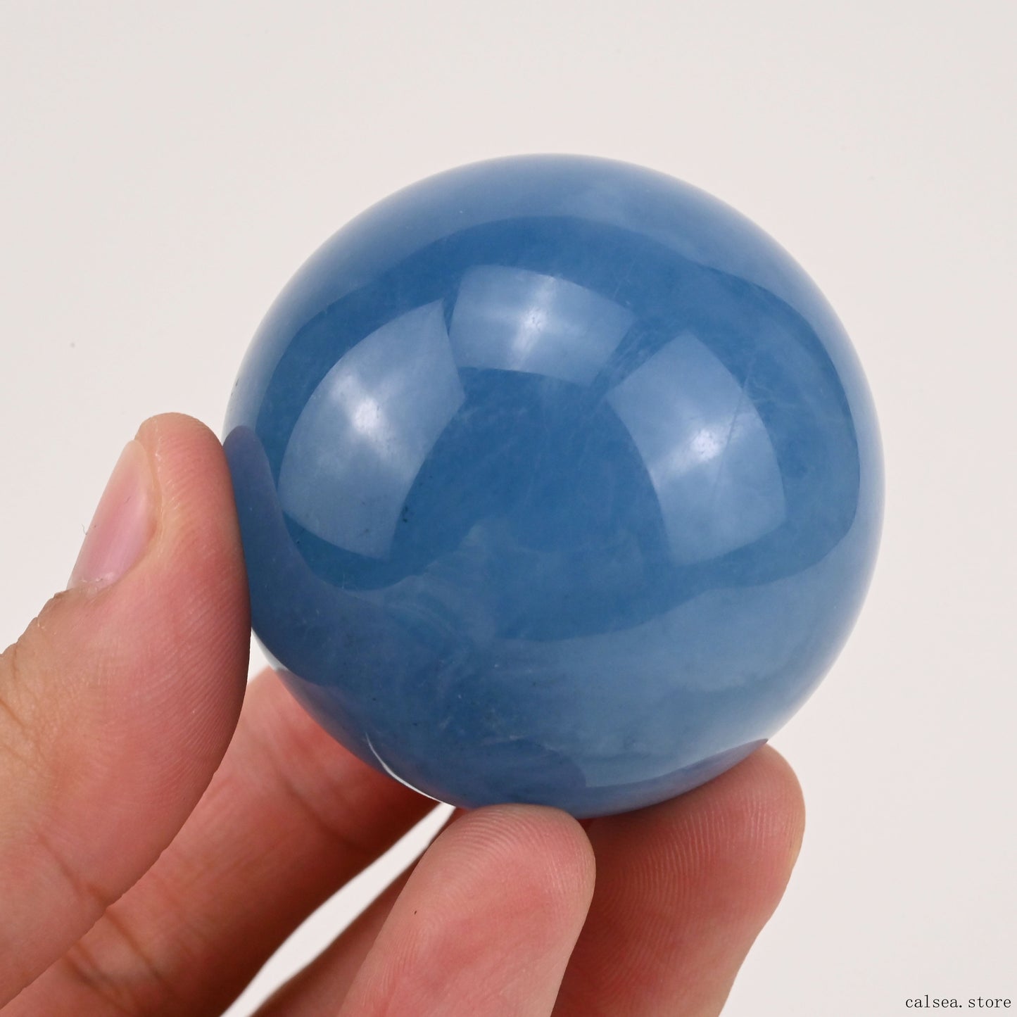 1.83'' Gemstone Aquamarine Sphere Crystal Healing Hand Carved Sphere/Ball