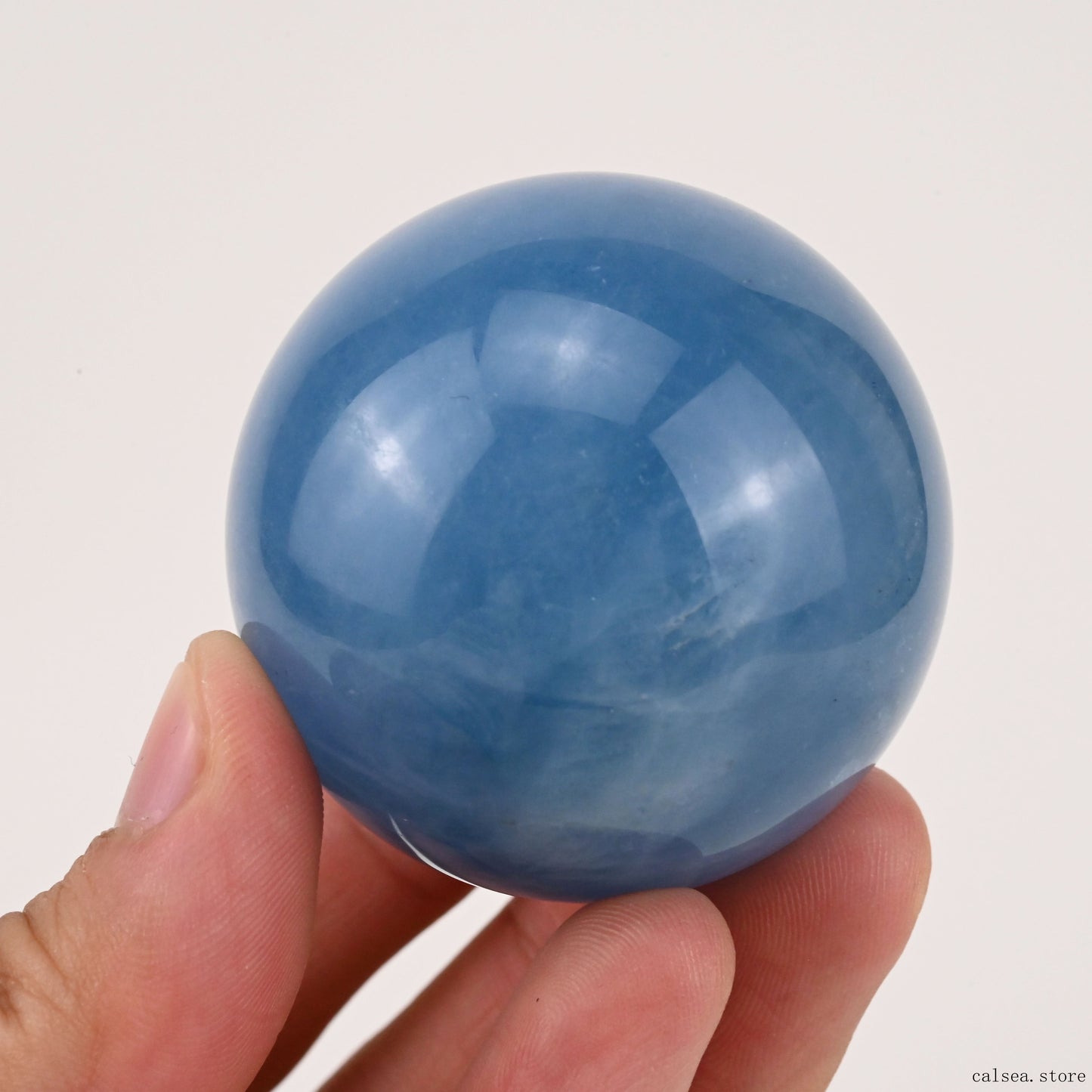 1.83'' Gemstone Aquamarine Sphere Crystal Healing Hand Carved Sphere/Ball