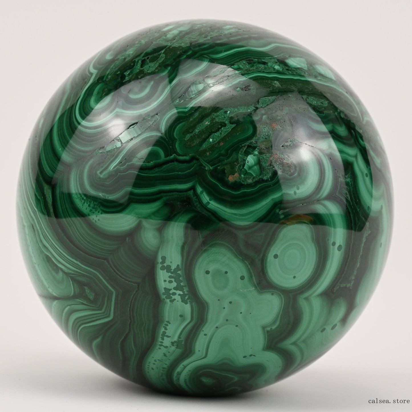 3.85'' Gemstone Malachite Sphere Crystal Healing Hand Carved Sphere/Ball