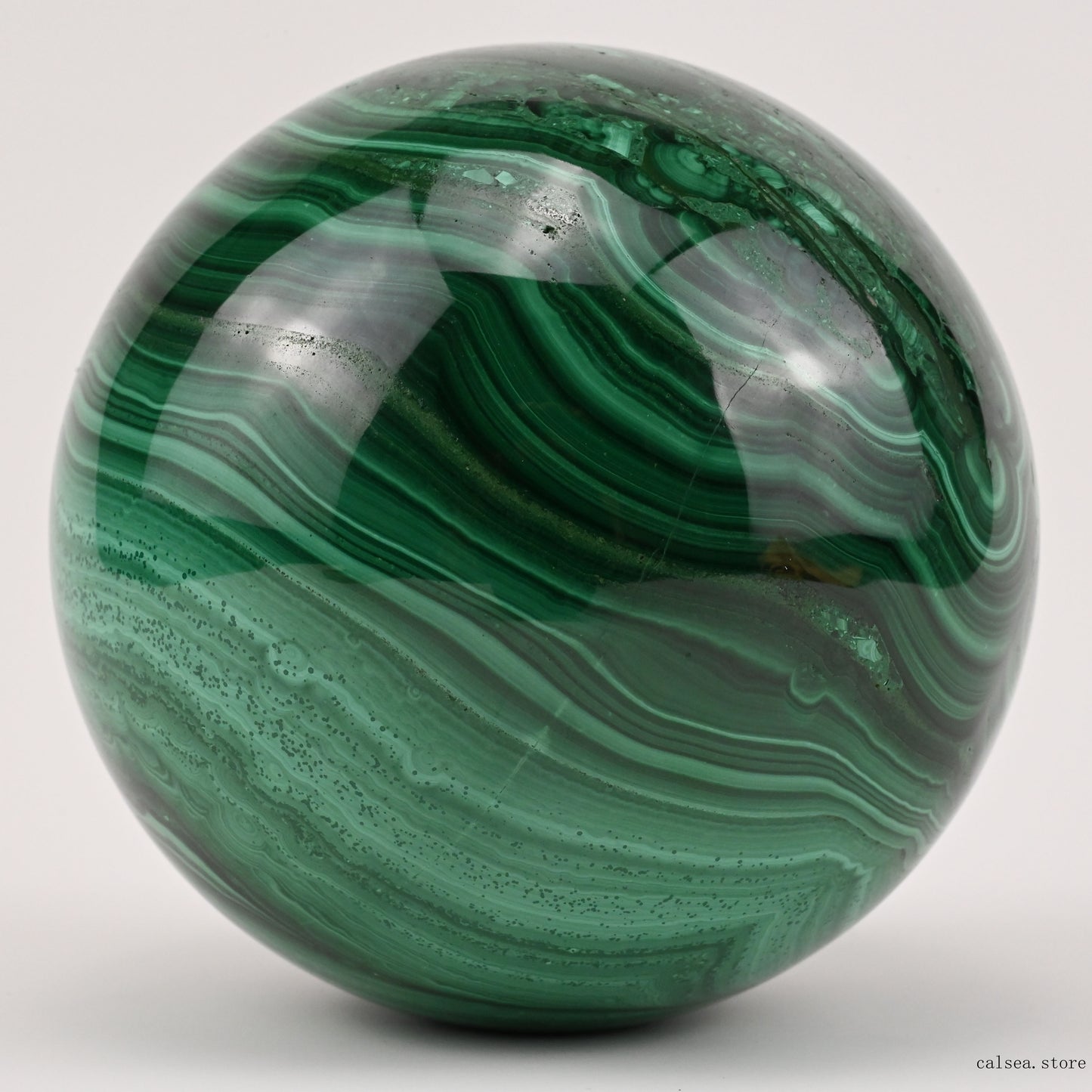3.85'' Gemstone Malachite Sphere Crystal Healing Hand Carved Sphere/Ball