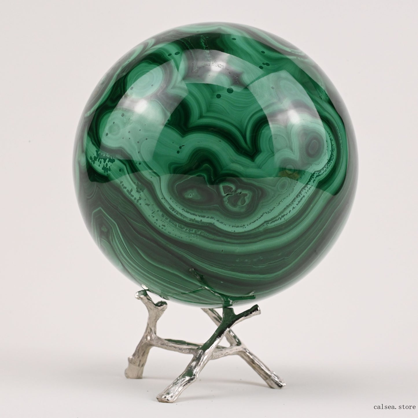 3.85'' Gemstone Malachite Sphere Crystal Healing Hand Carved Sphere/Ball