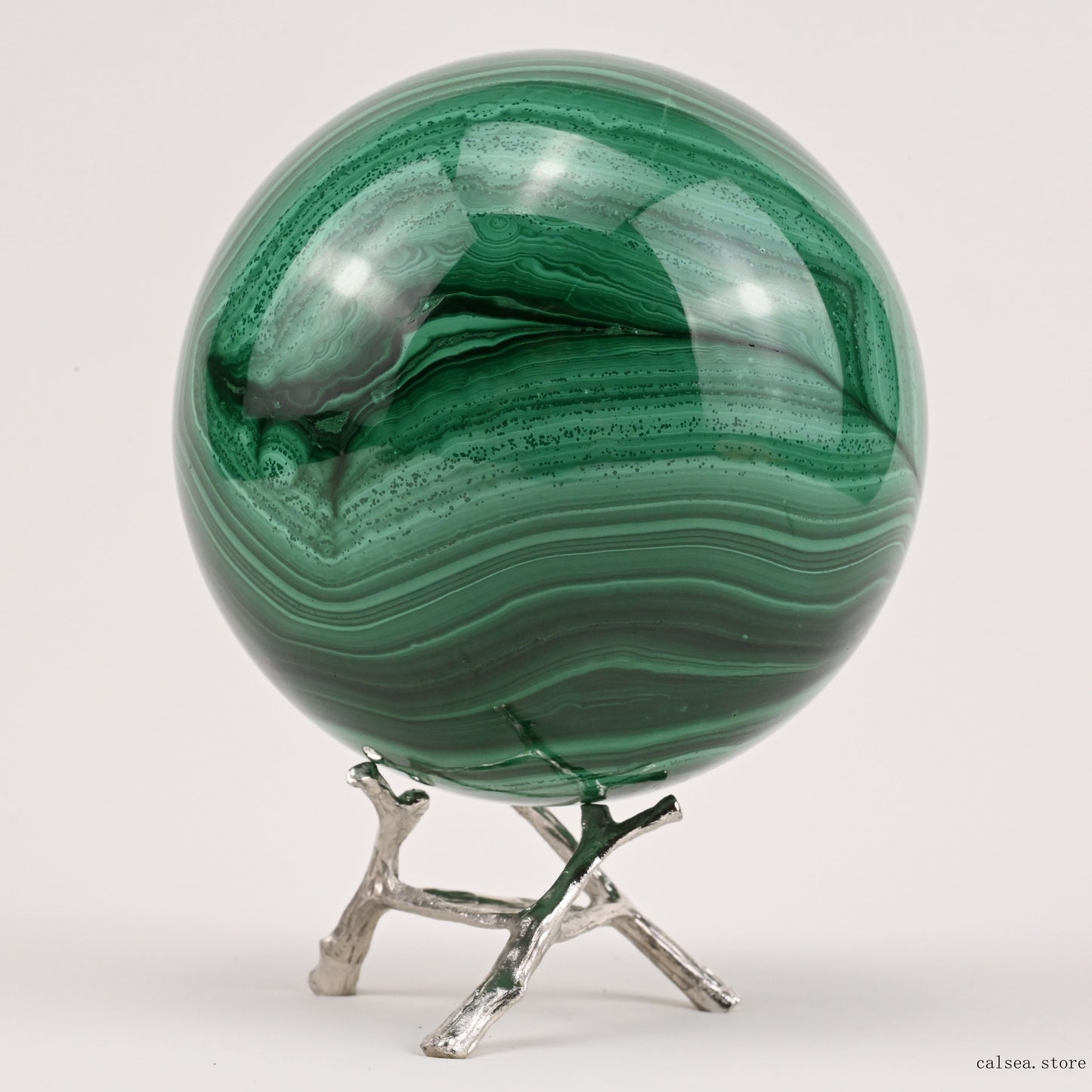 3.85'' Gemstone Malachite Sphere Crystal Healing Hand Carved Sphere/Ball