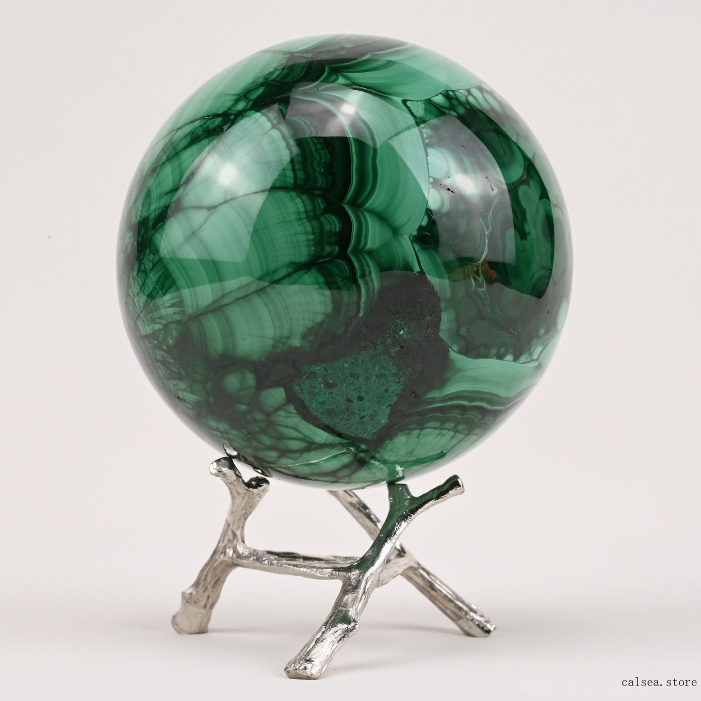 3.11'' Gemstone Malachite Sphere Crystal Healing Hand Carved Sphere/Ball