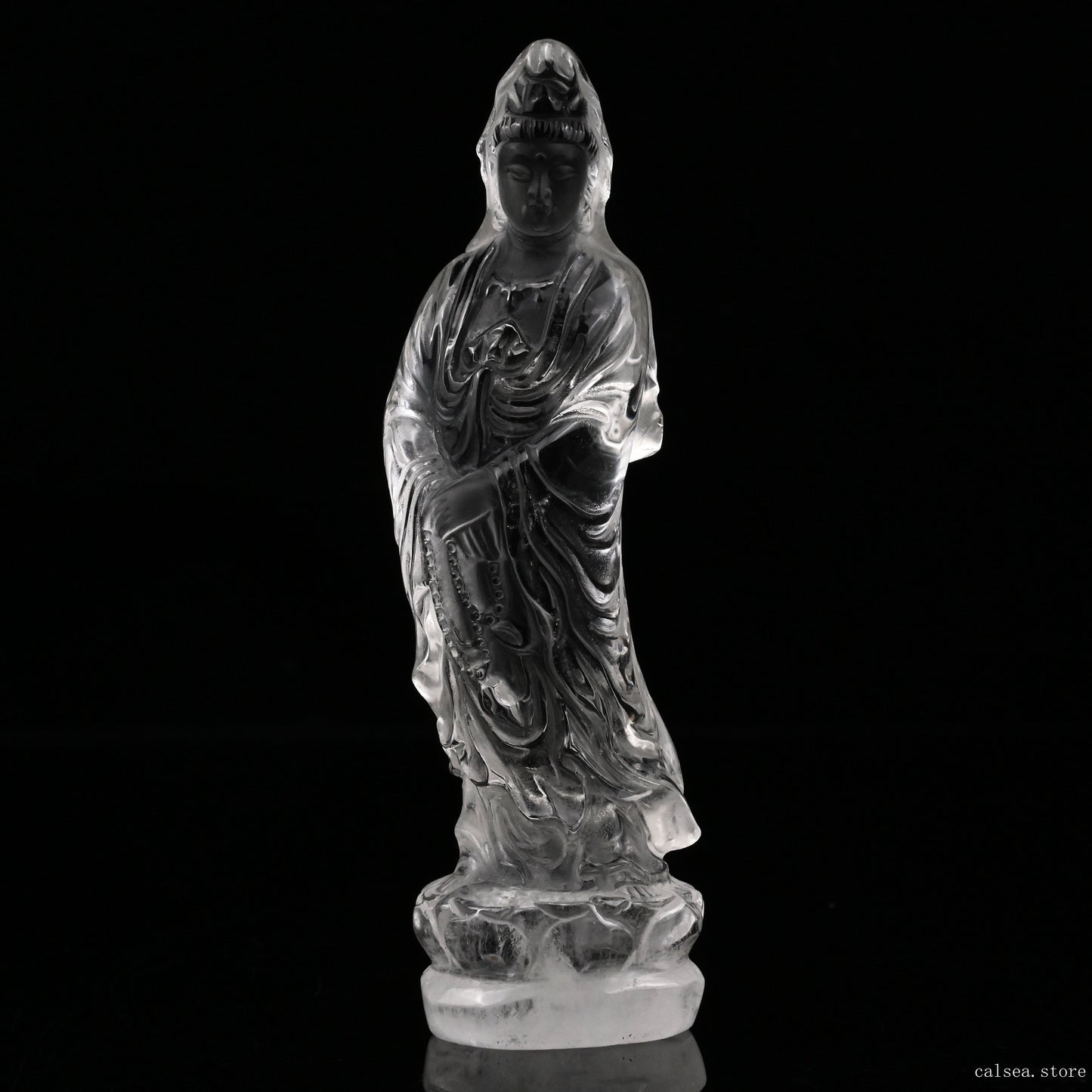 Clearquartz GuanYin Sculpture Crystal Healing Hand Carved Ornaments