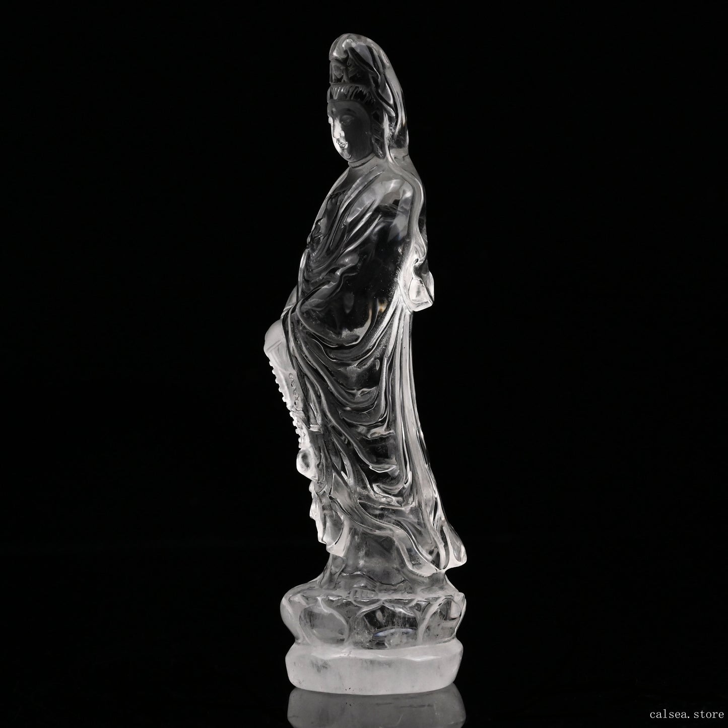 Clearquartz GuanYin Sculpture Crystal Healing Hand Carved Ornaments
