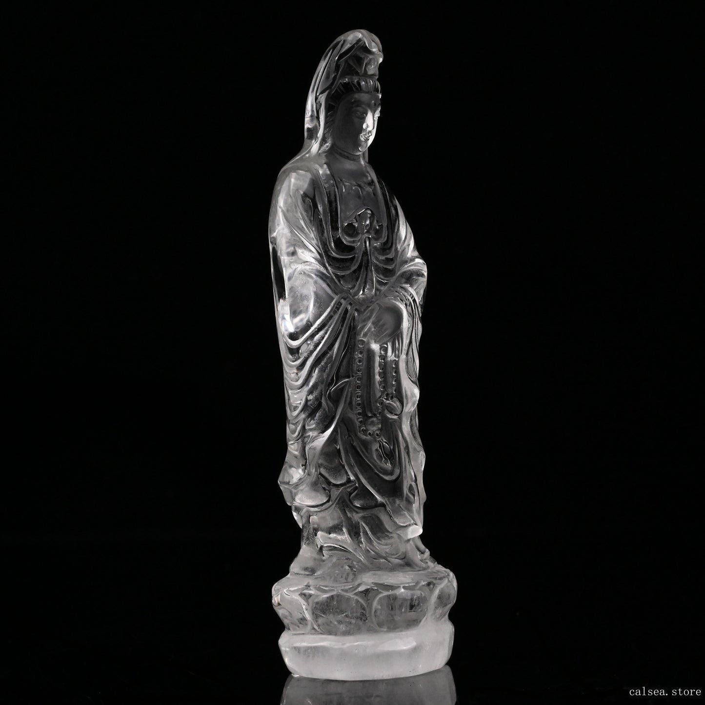 Clearquartz GuanYin Sculpture Crystal Healing Hand Carved Ornaments