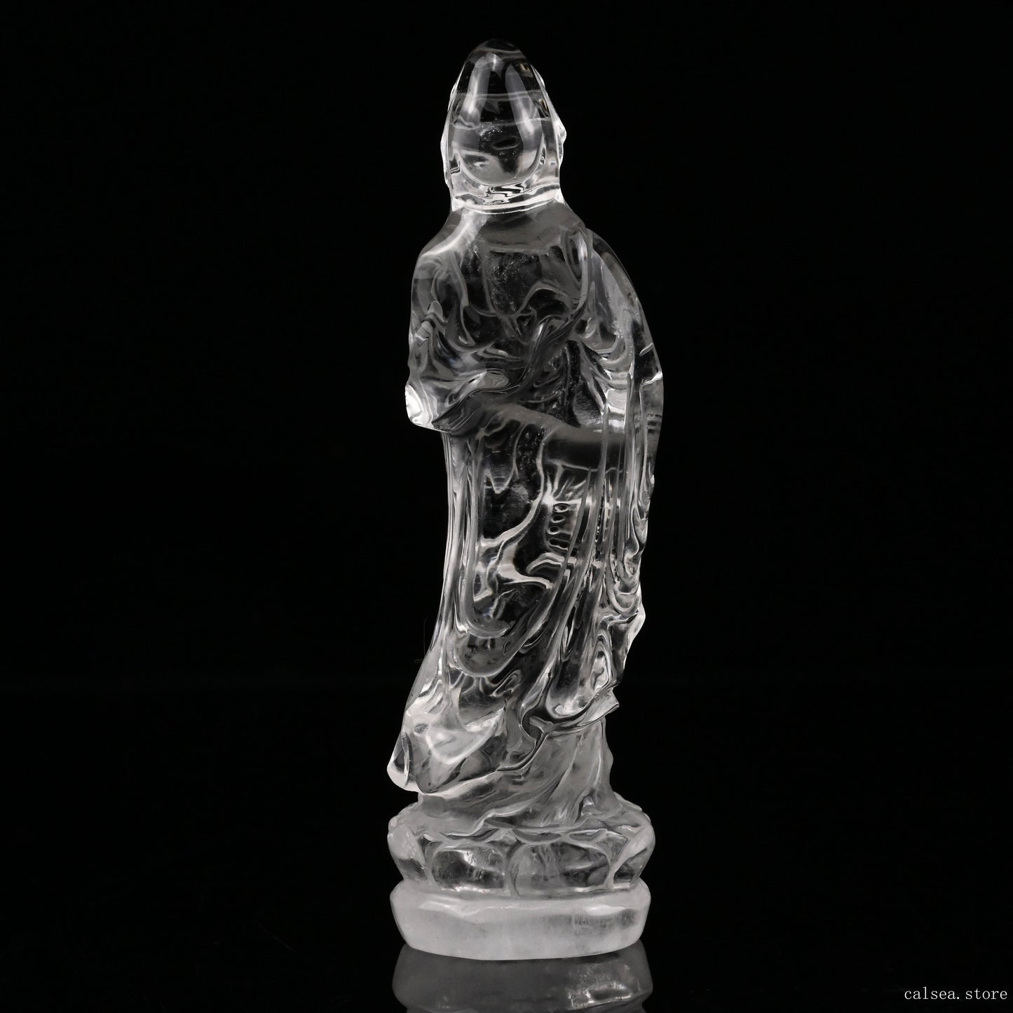 Clearquartz GuanYin Sculpture Crystal Healing Hand Carved Ornaments