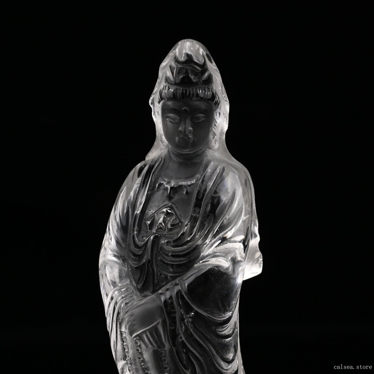 Clearquartz GuanYin Sculpture Crystal Healing Hand Carved Ornaments