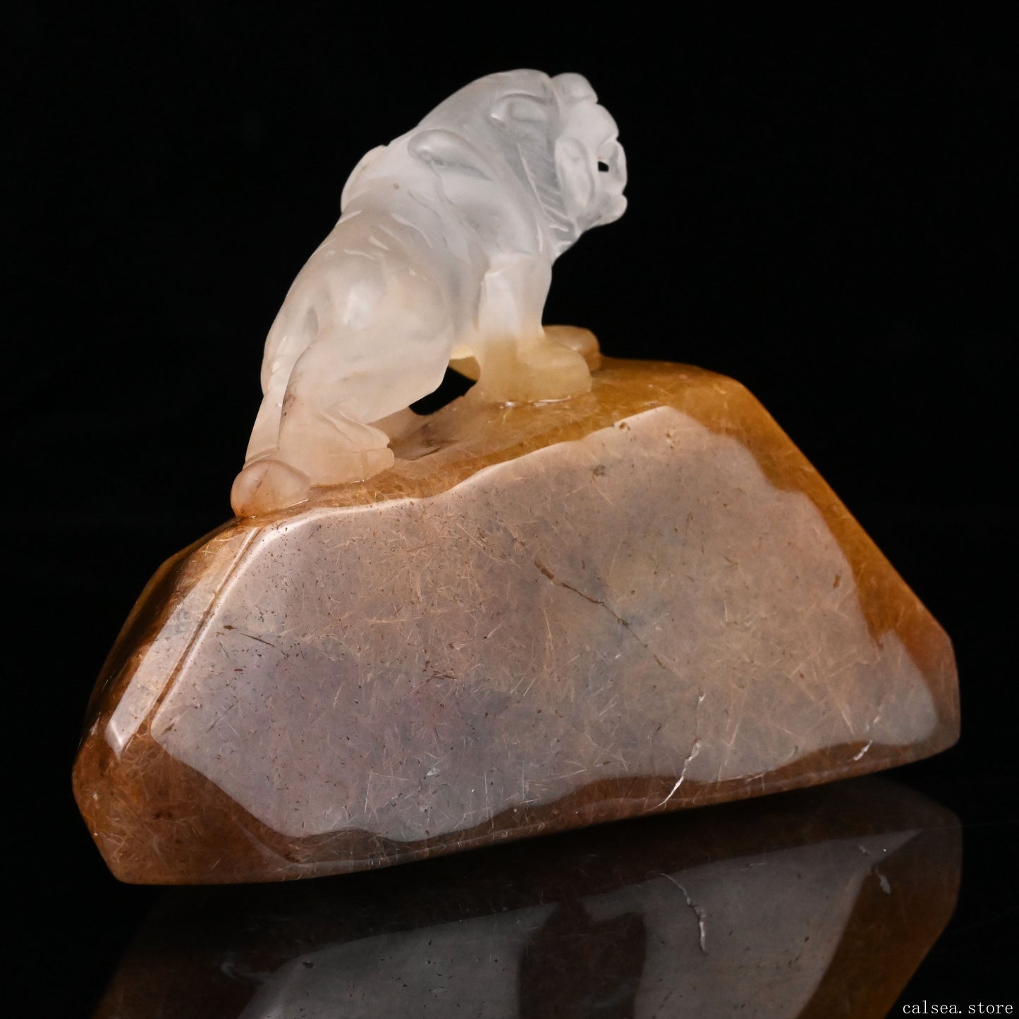 Golden Rabbit Fur Rutile,Rutilated PiXiu Sculpture Crystal Healing Hand Carved