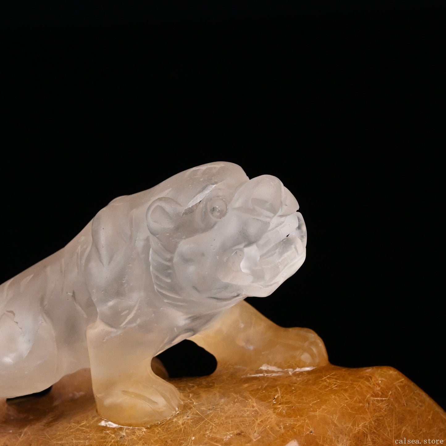 Golden Rabbit Fur Rutile,Rutilated PiXiu Sculpture Crystal Healing Hand Carved