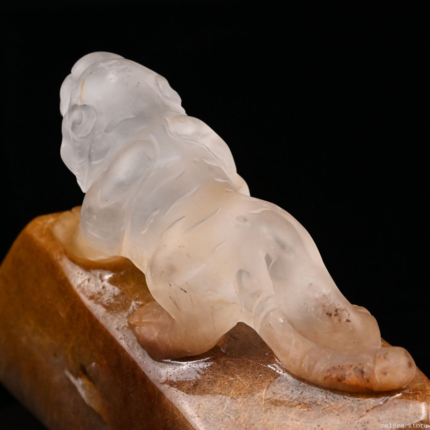 Golden Rabbit Fur Rutile,Rutilated PiXiu Sculpture Crystal Healing Hand Carved