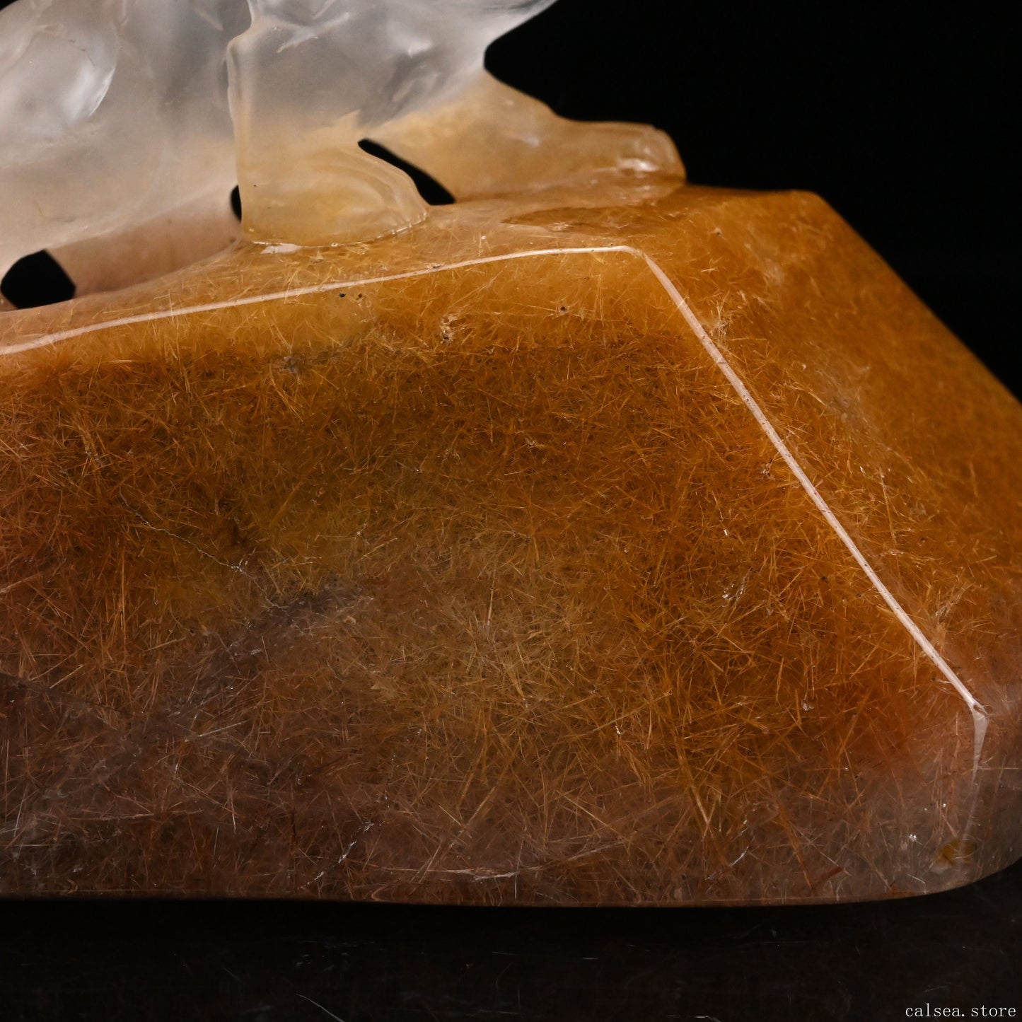 Golden Rabbit Fur Rutile,Rutilated PiXiu Sculpture Crystal Healing Hand Carved