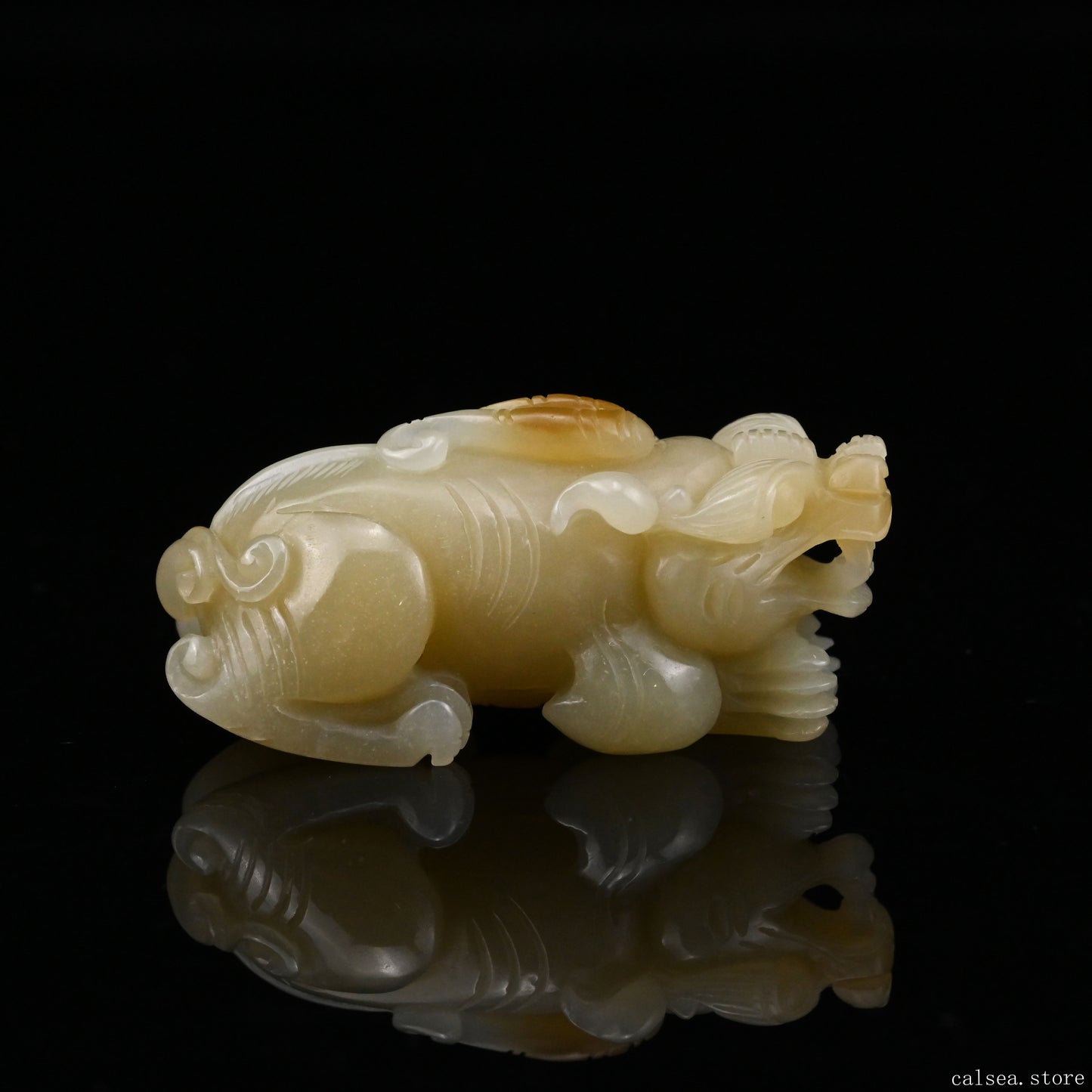 1.82'' HeTian Jade PiXiu Sculpture Hand Carved Super Realistic