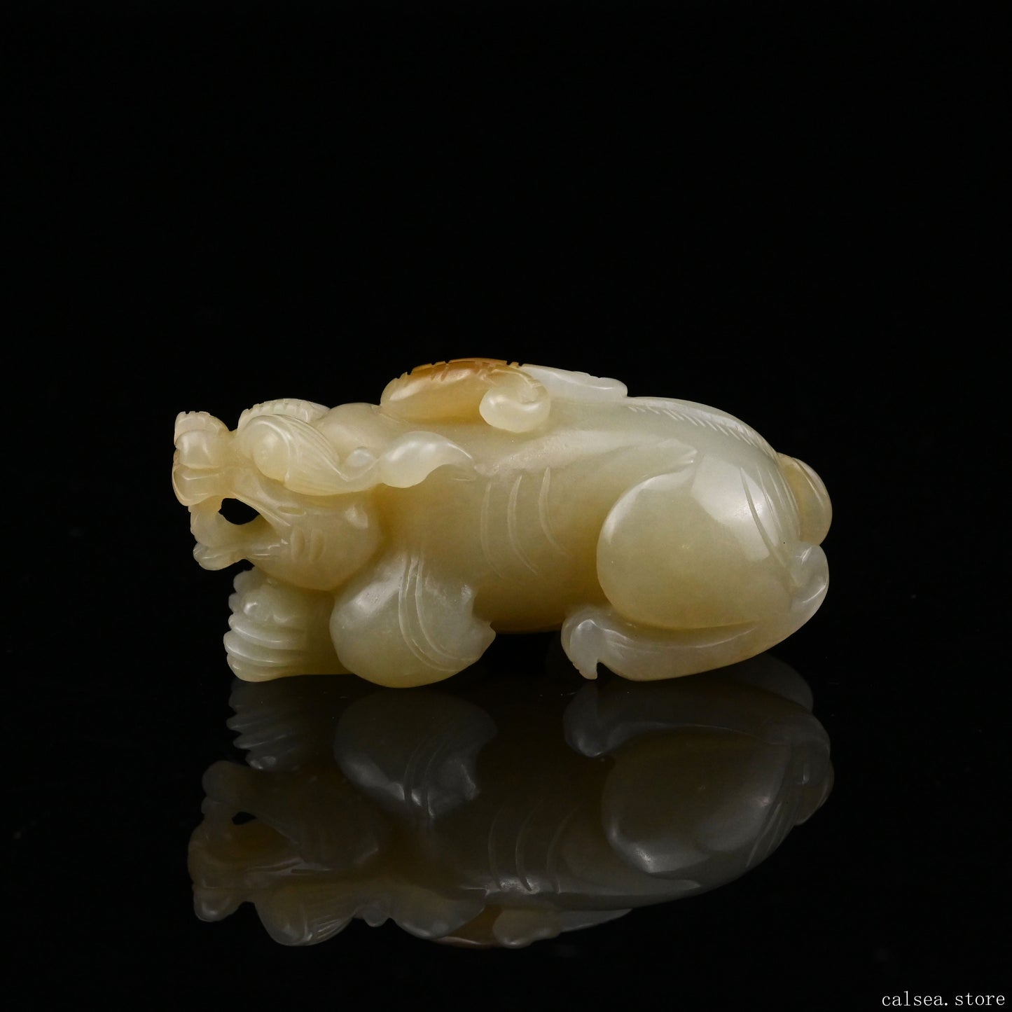 1.82'' HeTian Jade PiXiu Sculpture Hand Carved Super Realistic