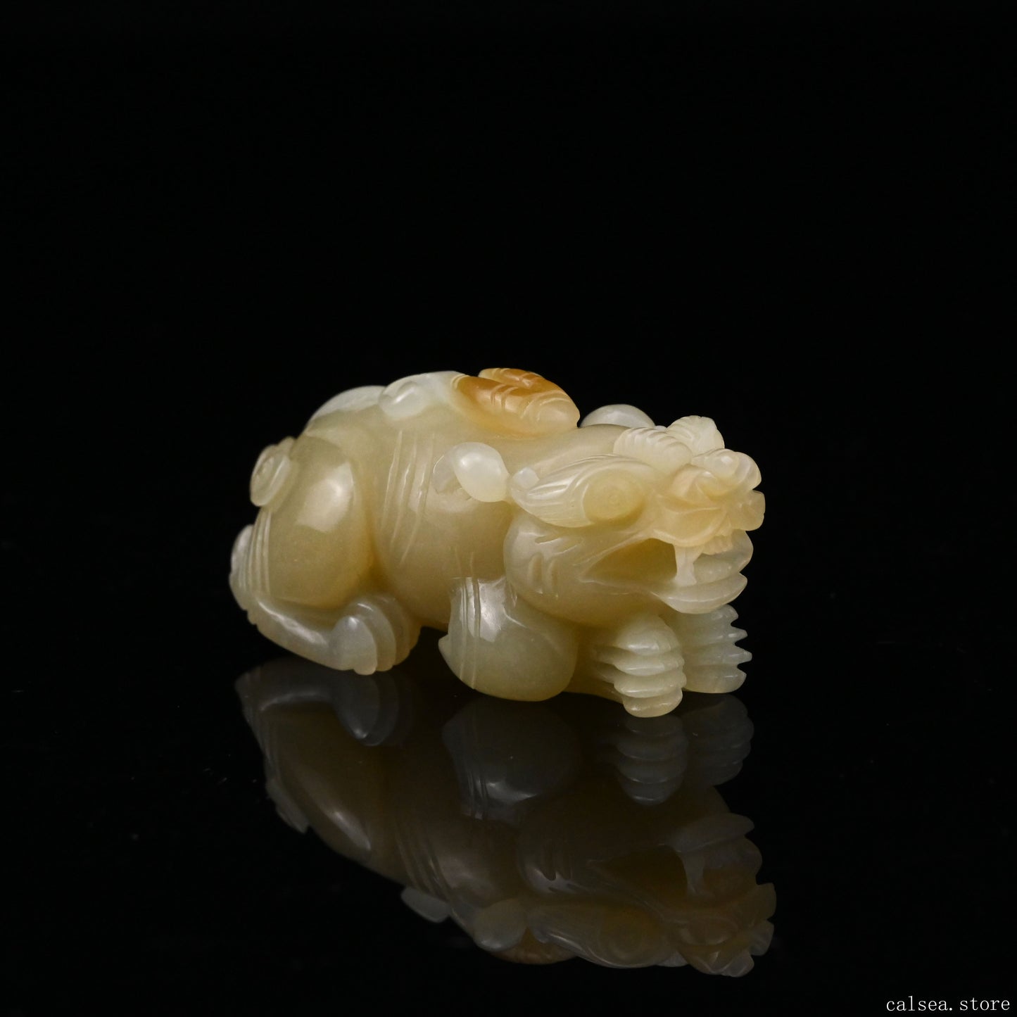 1.82'' HeTian Jade PiXiu Sculpture Hand Carved Super Realistic