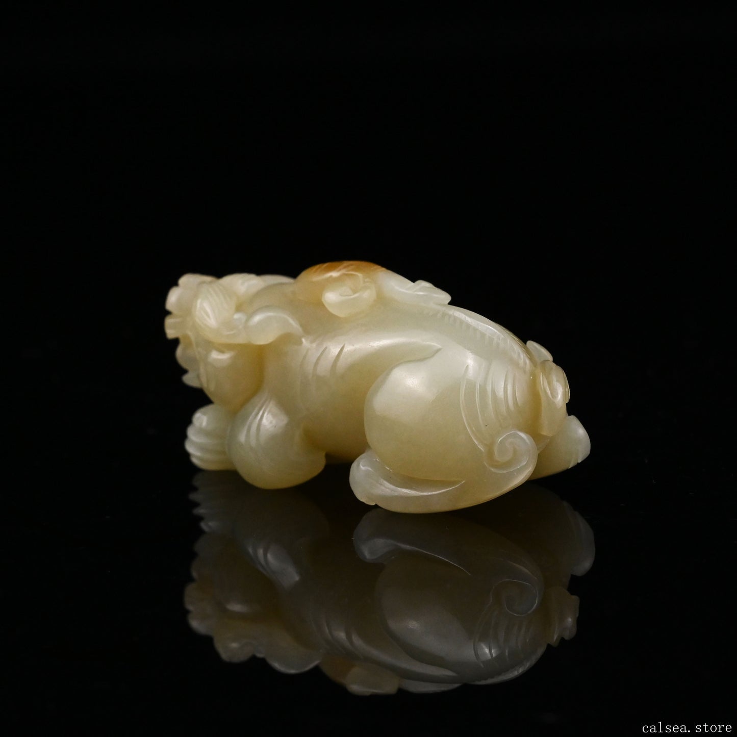 1.82'' HeTian Jade PiXiu Sculpture Hand Carved Super Realistic