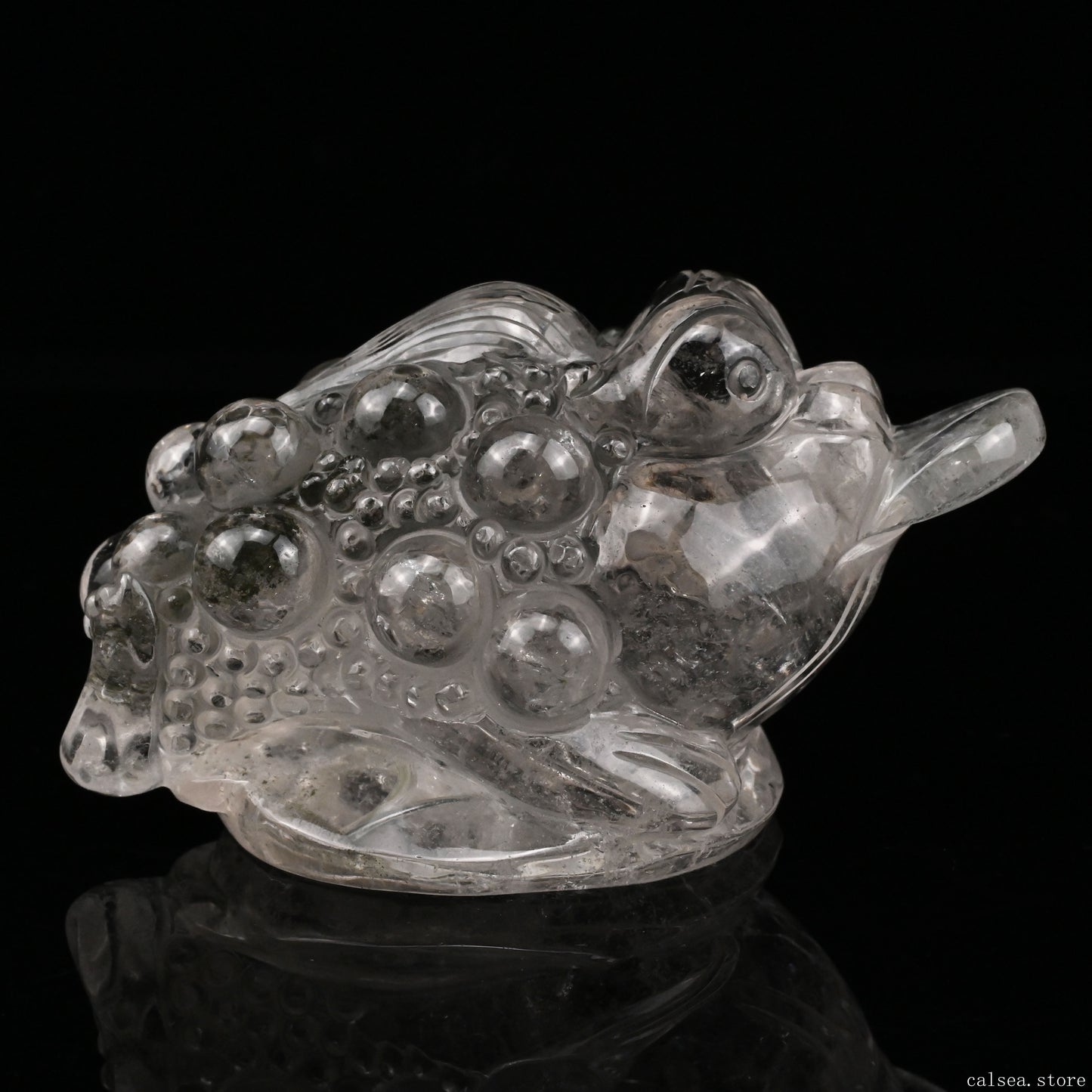 Gradenquartz,Lodalite Money Toad Sculpture Crystal Healing Hand Carved