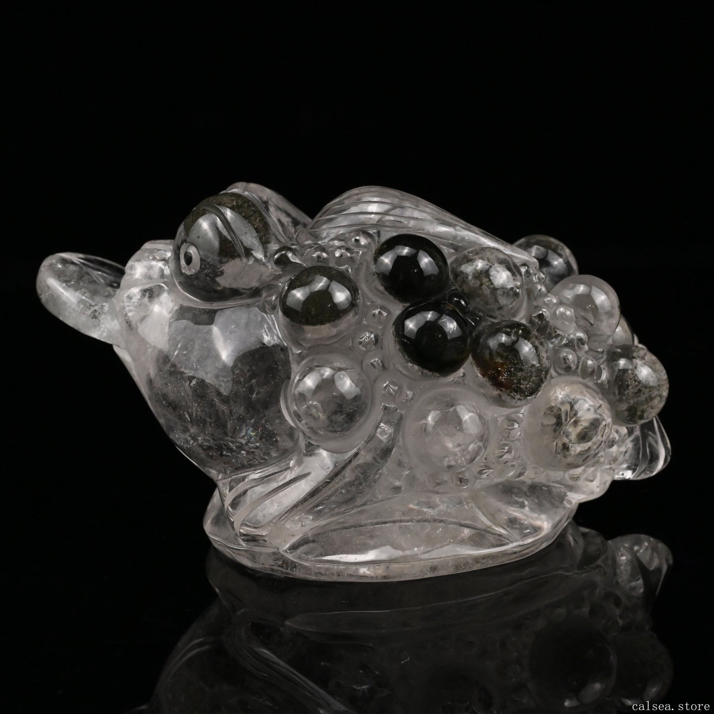 Gradenquartz,Lodalite Money Toad Sculpture Crystal Healing Hand Carved