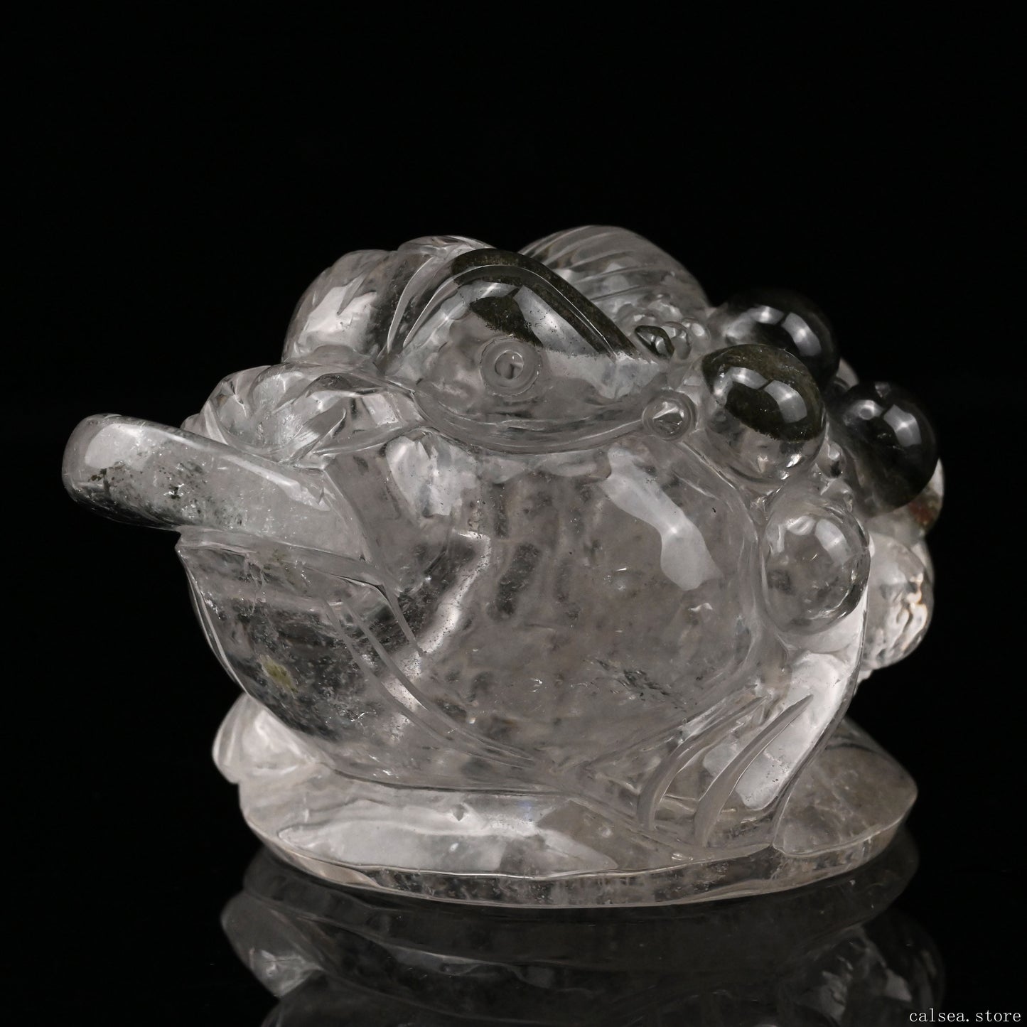 Gradenquartz,Lodalite Money Toad Sculpture Crystal Healing Hand Carved