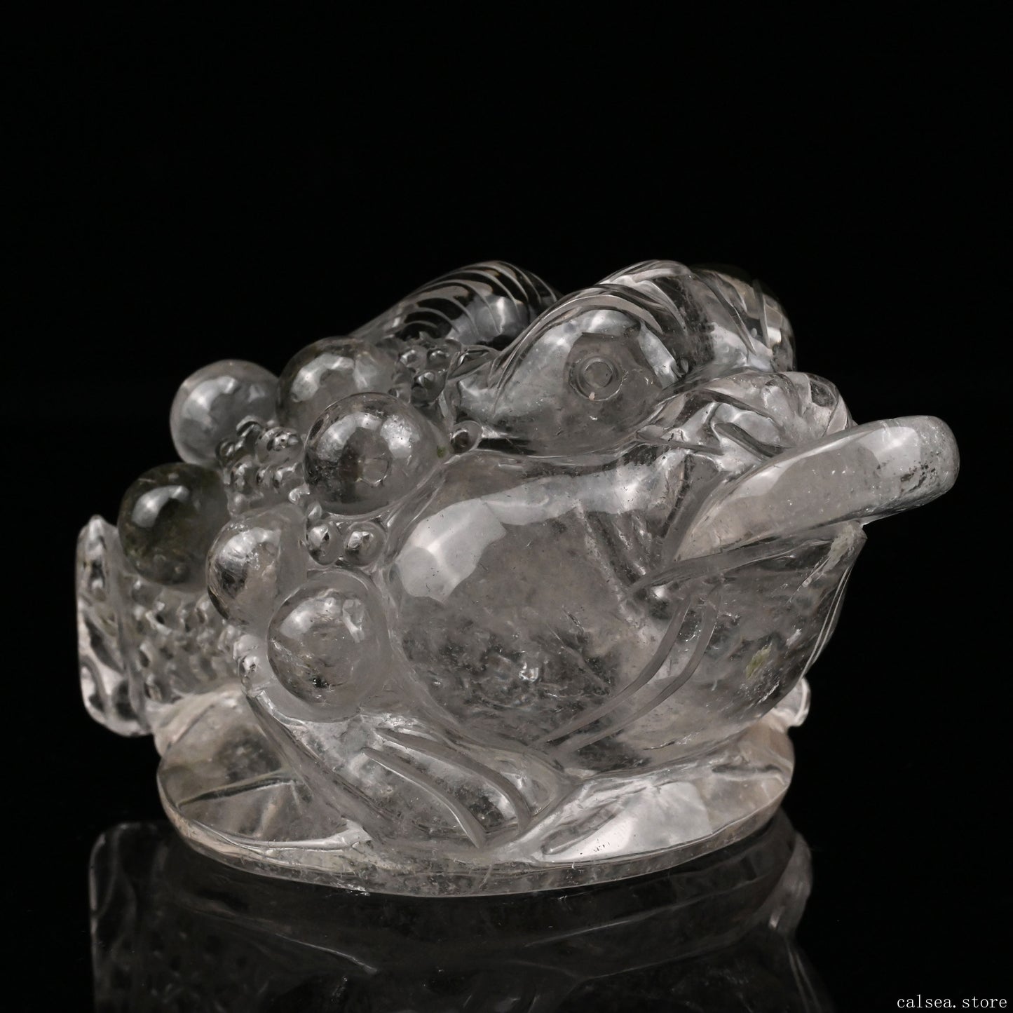 Gradenquartz,Lodalite Money Toad Sculpture Crystal Healing Hand Carved